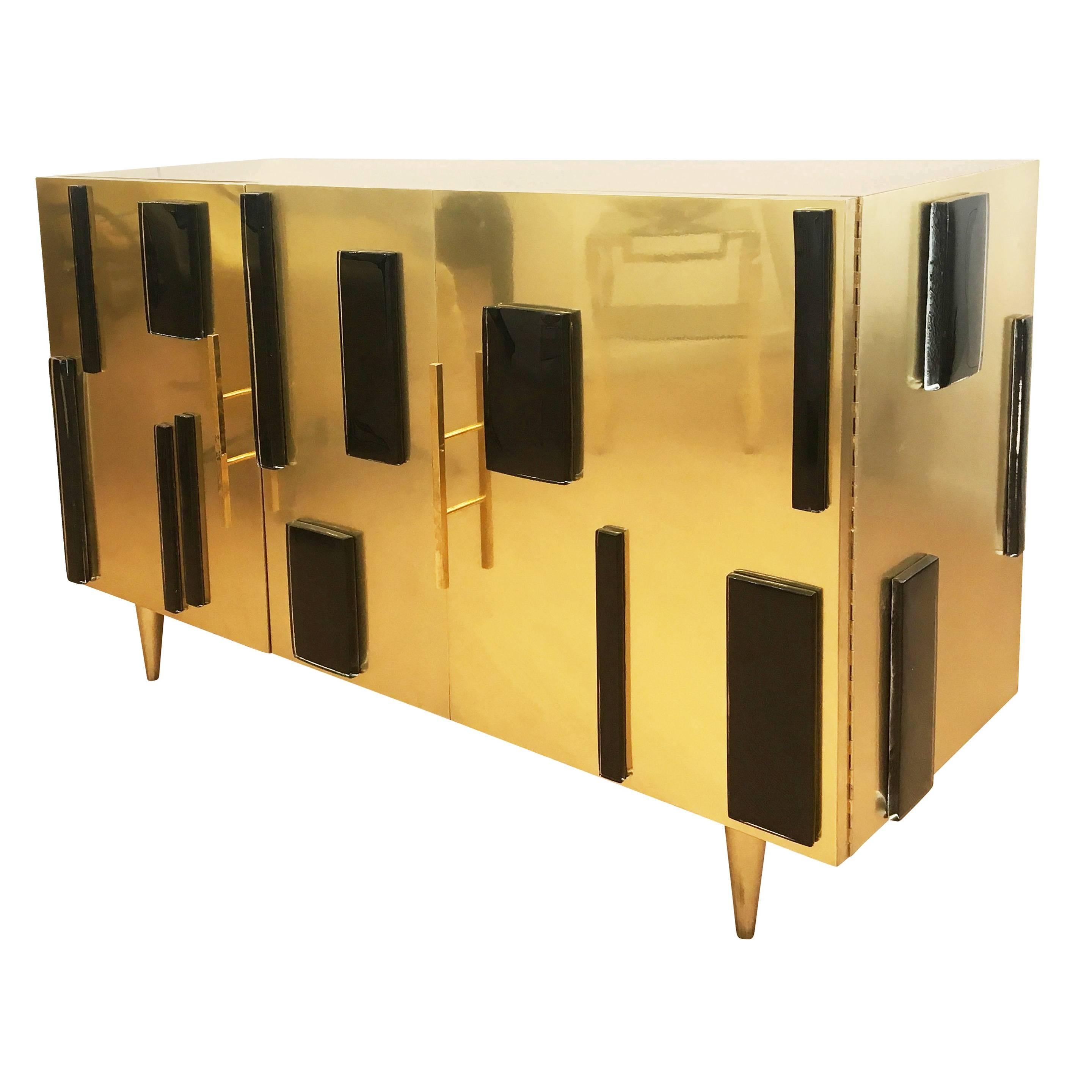 Modern Brass and Glass Credenza by Interno 43 for Gaspare Asaro