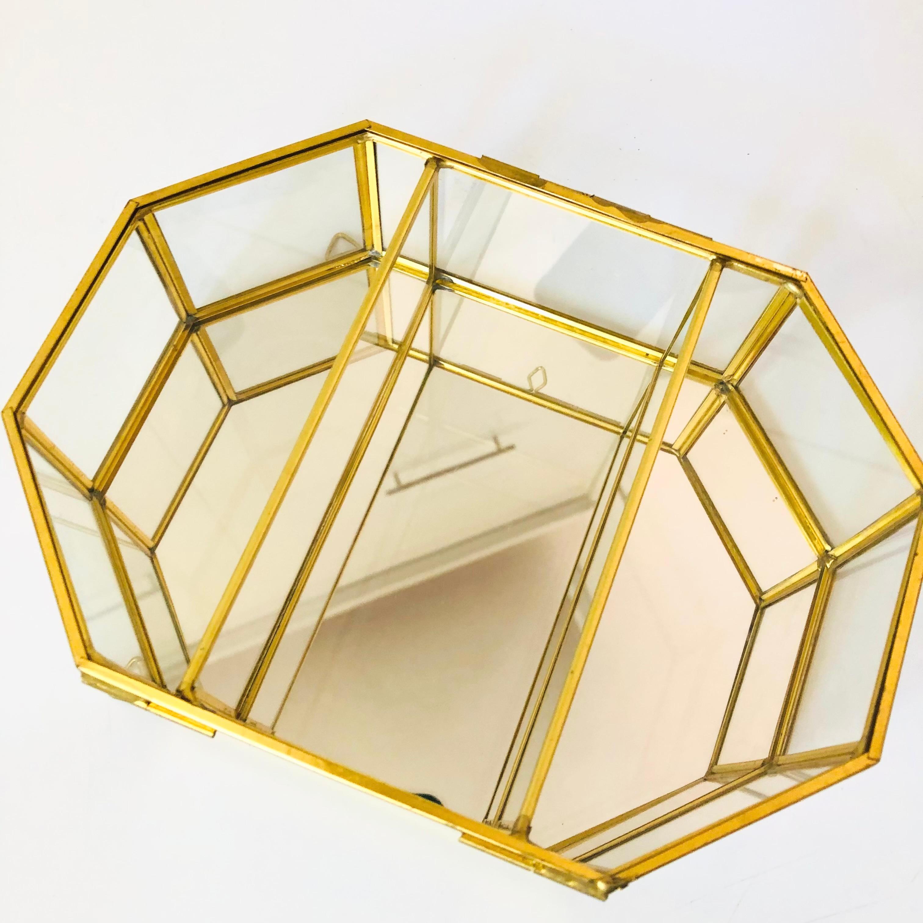 20th Century Brass and Glass Curio Wall Hung Display Case