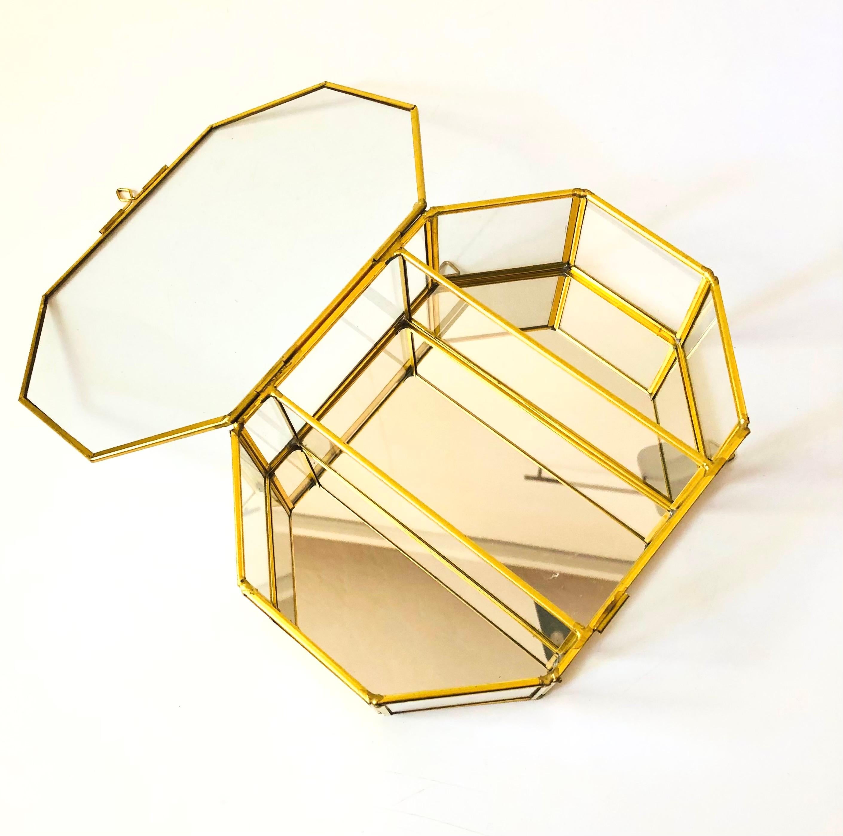 Brass and Glass Curio Wall Hung Display Case 2