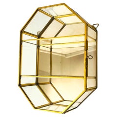 Brass and Glass Curio Wall Hung Display Case