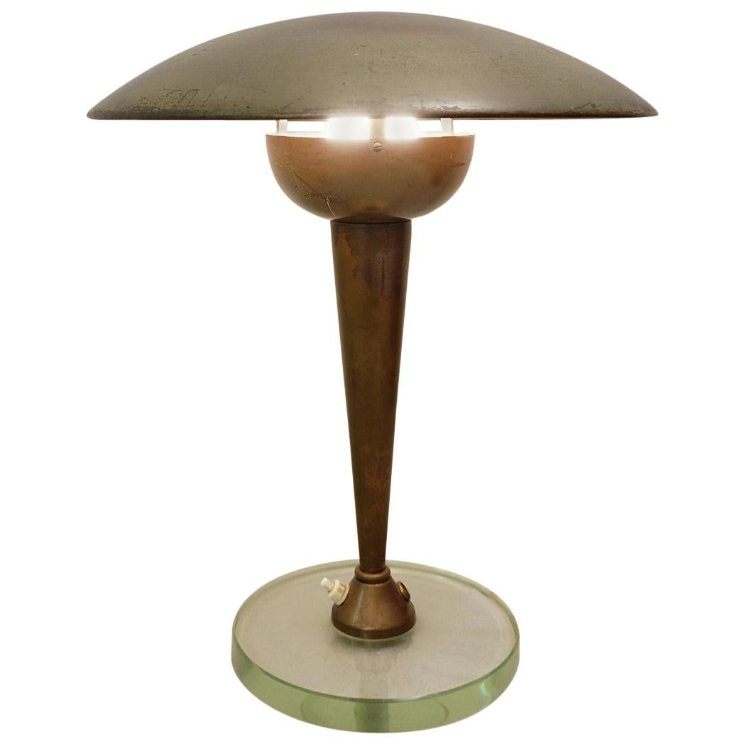 Brass and Glass Desk Lamp in the style of Stilnovo - 1950s
