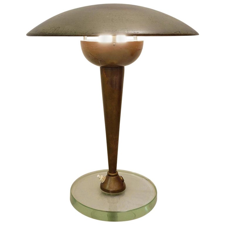 Lampe de Banquier en Laiton Avec Abat-Jour Vert | Ghidini 1849