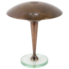 Vintage Brass and Glass Desk Lamp by Stilnovo