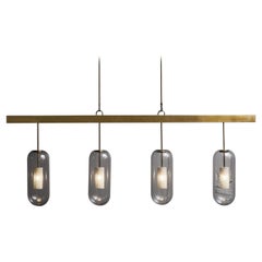 Brass and Glass Diego Mardegan Long Chandelier