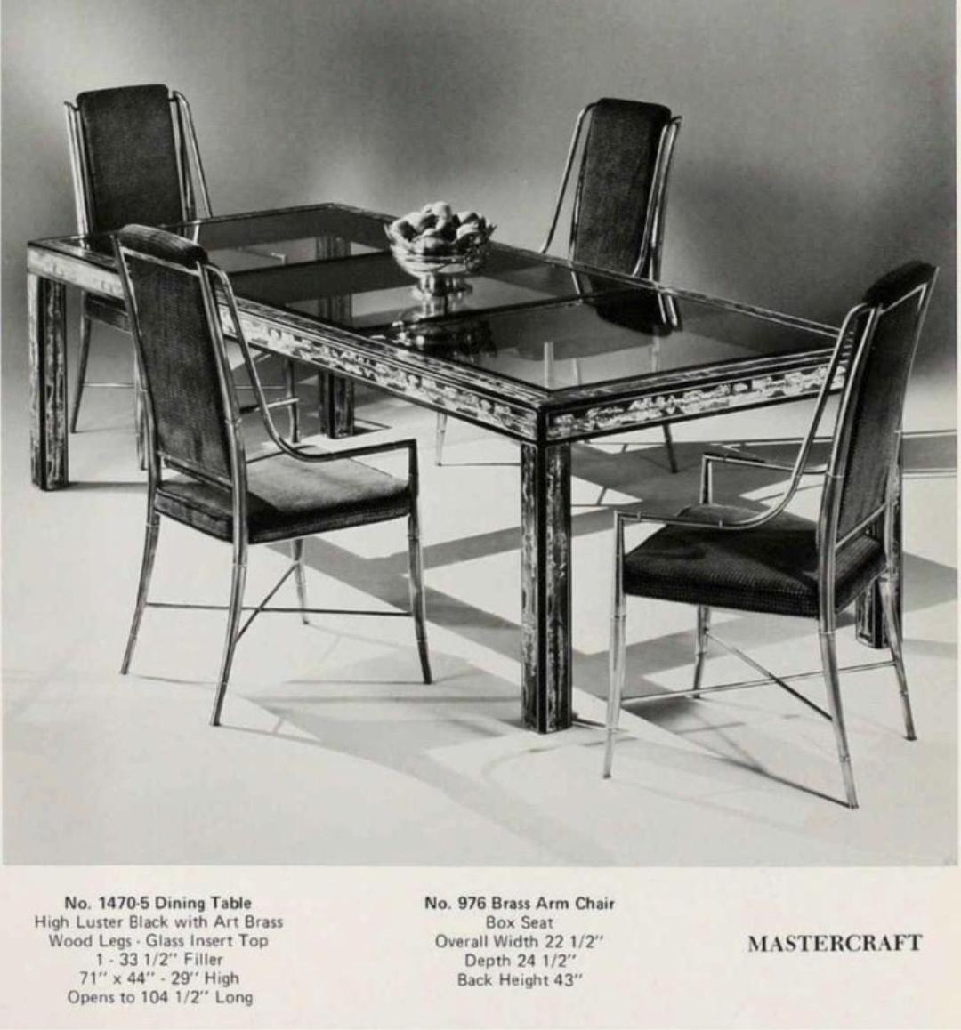 Mid-Century Modern Brass and Glass Dining y Table Bernhard Rohne for Mastercraft 