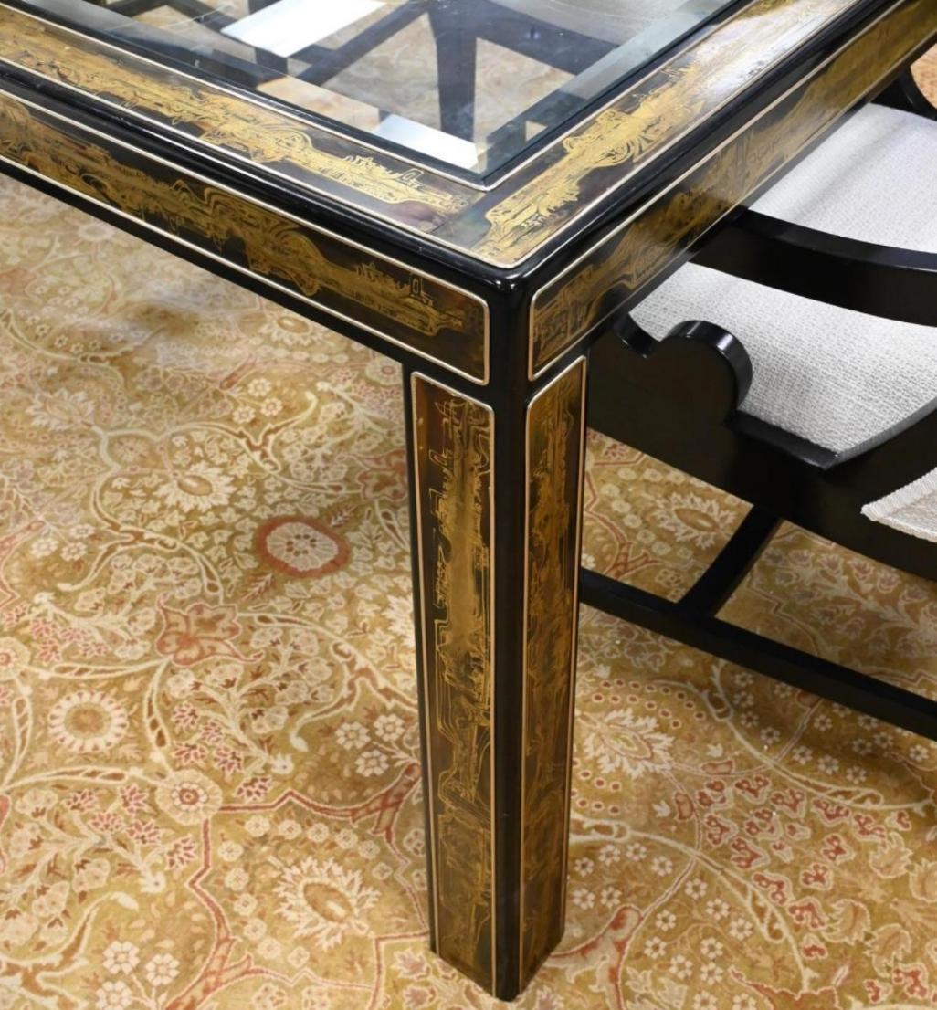 Wood Brass and Glass Dining y Table Bernhard Rohne for Mastercraft 