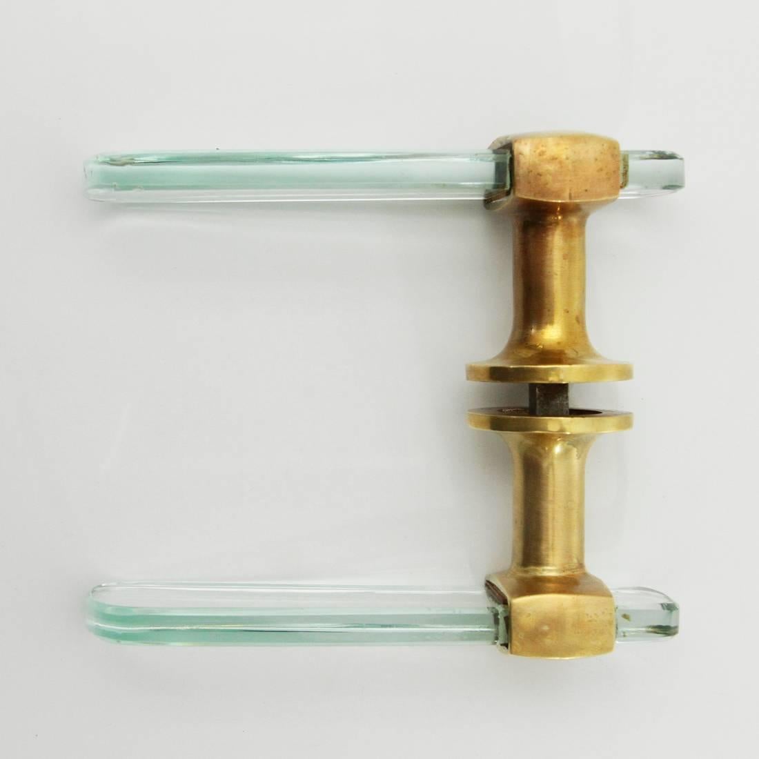 Brass and Glass Door Handles, 1950s 1