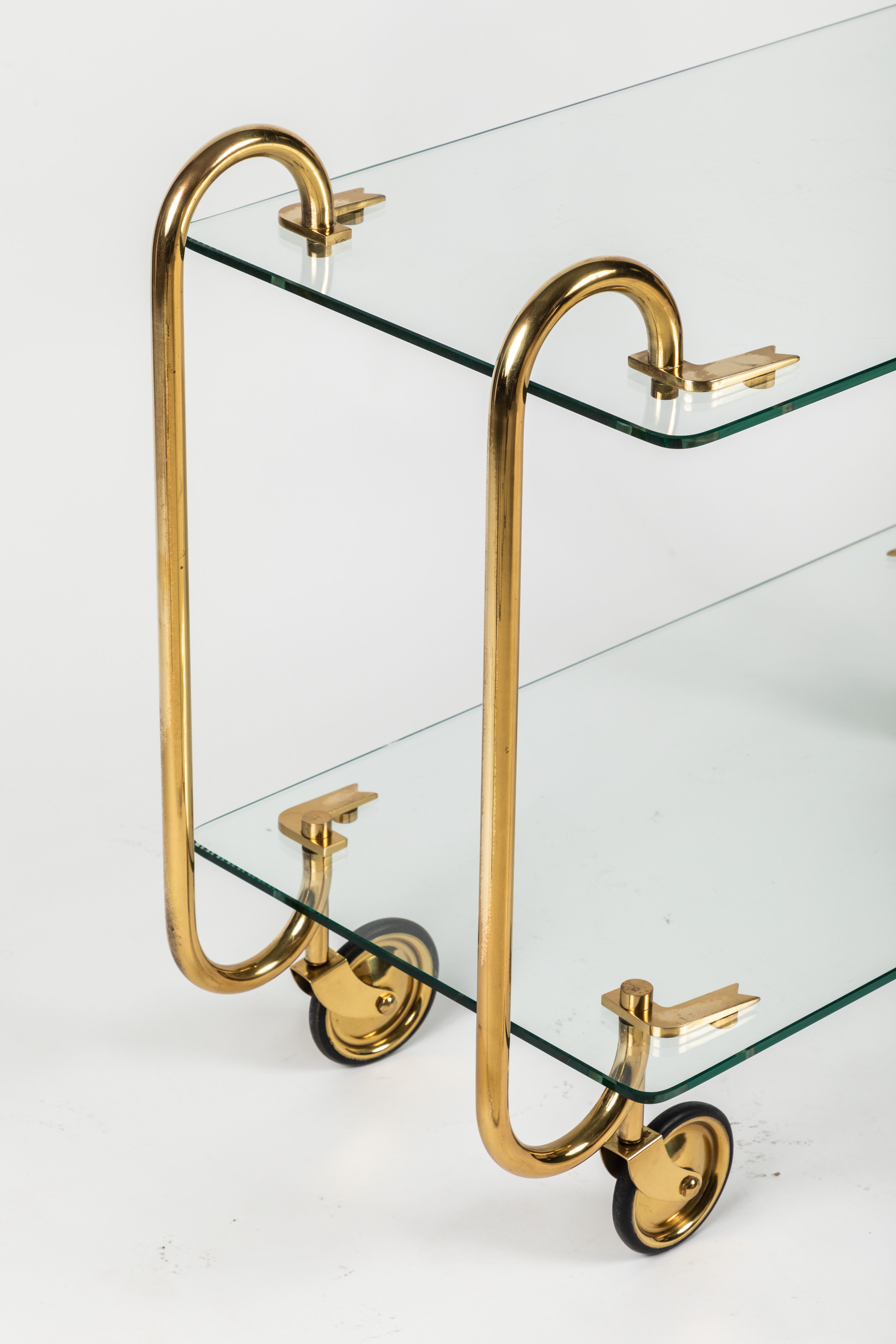 Mid-Century Modern Brass and Glass Drinks Trolley by Fontana Arte