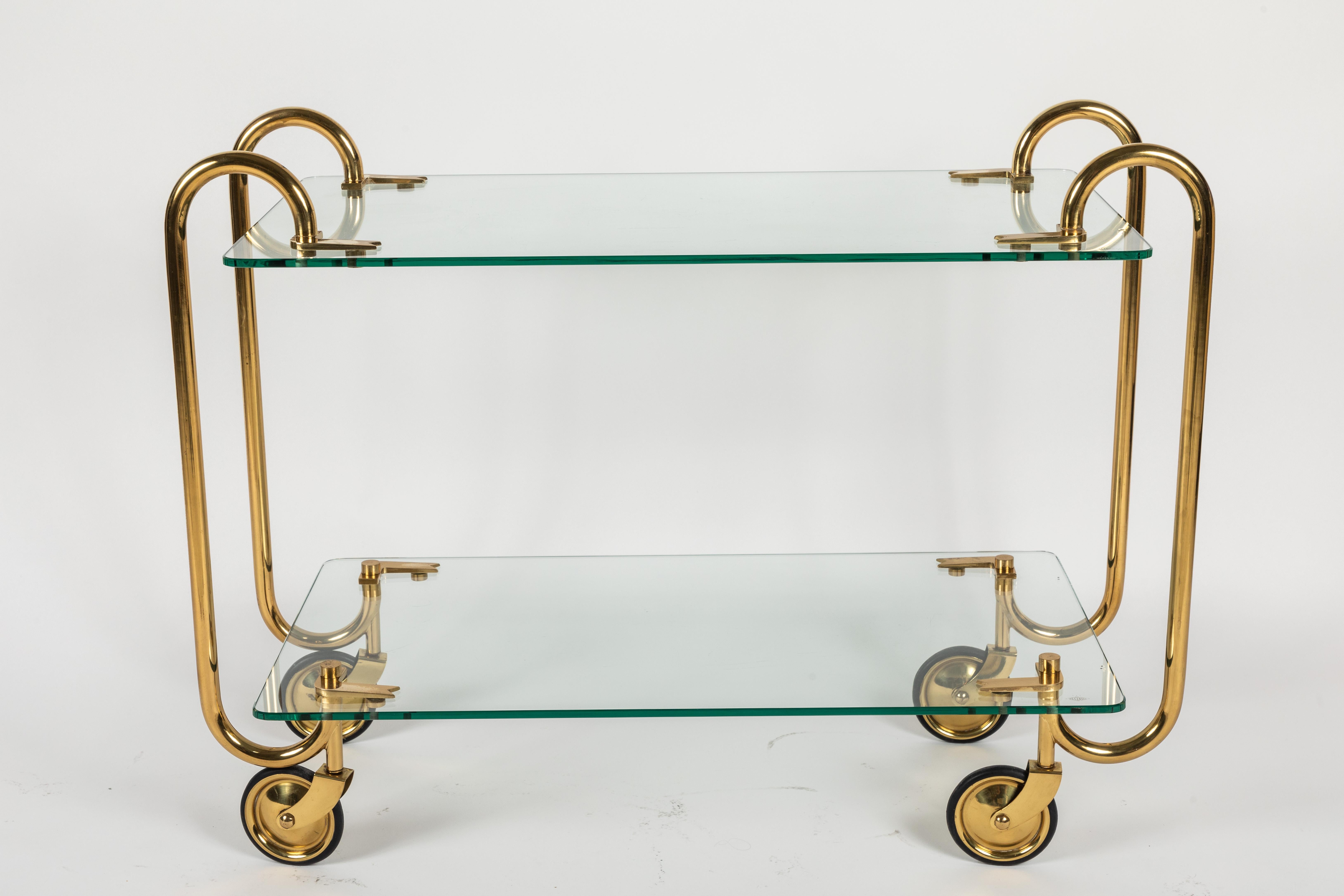 Italian Brass and Glass Drinks Trolley by Fontana Arte