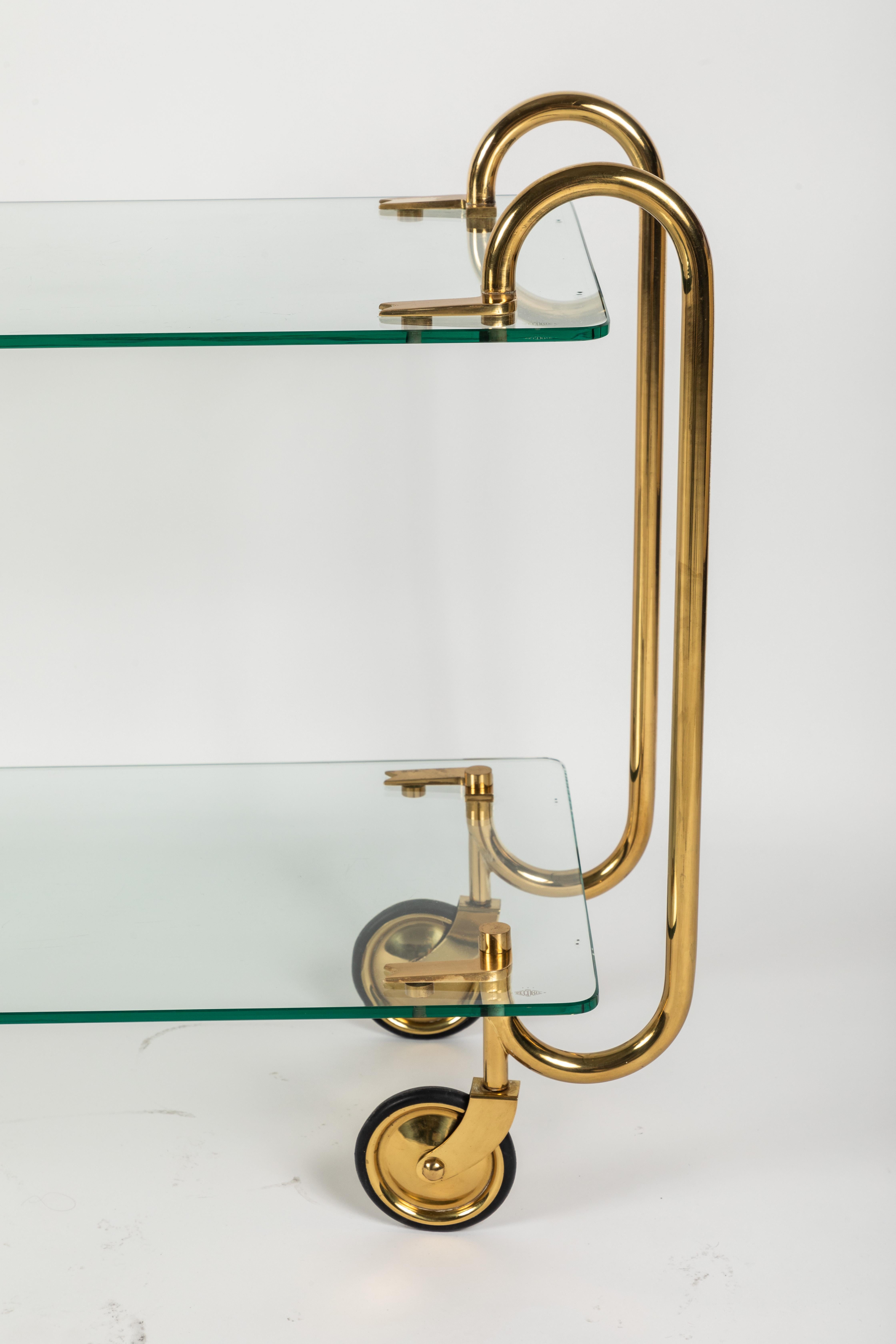 Mid-20th Century Brass and Glass Drinks Trolley by Fontana Arte