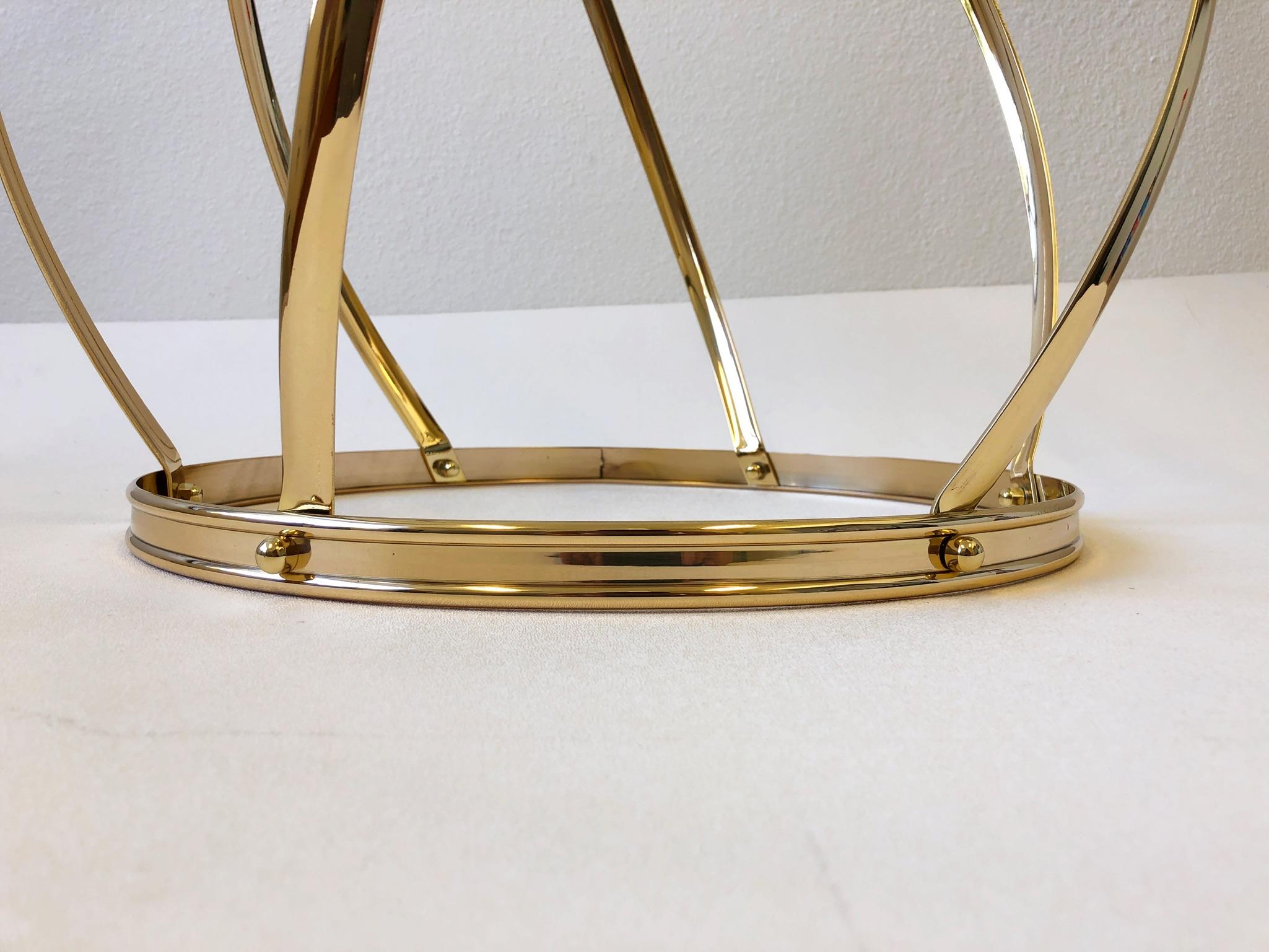 brass and glass side table