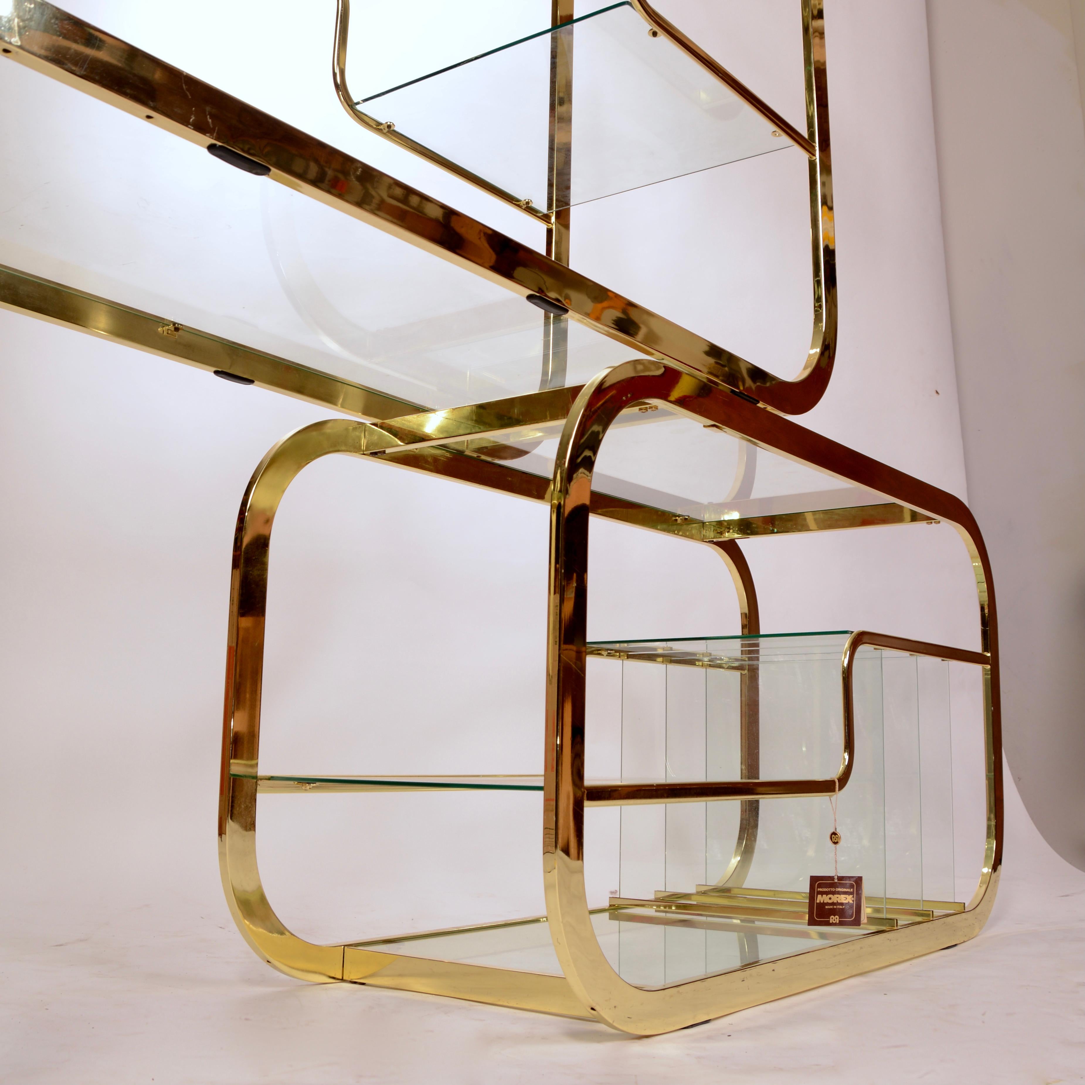 Mid-Century Modern Brass and Glass Etagere by Morex of Italy