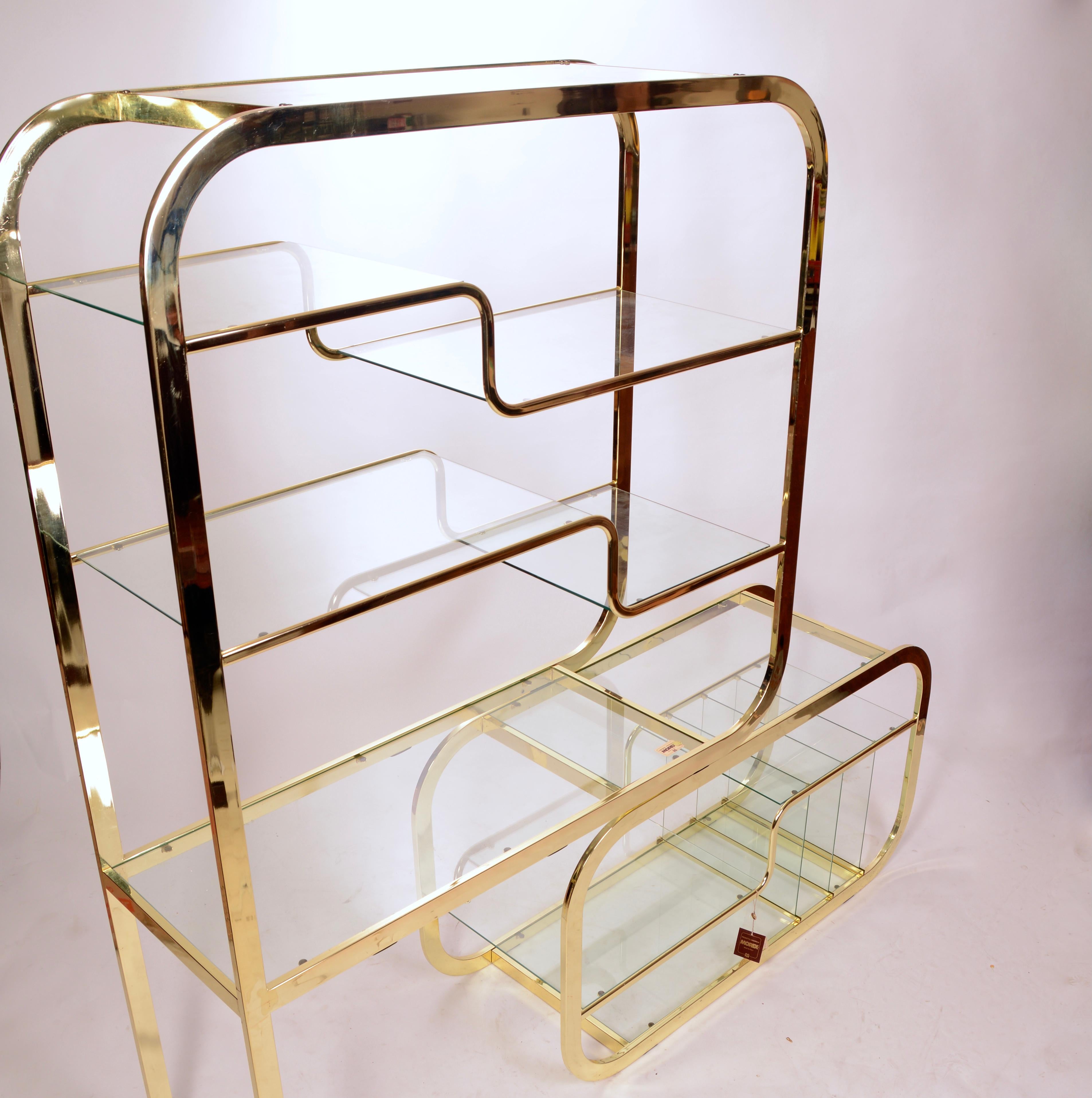 Brass and Glass Etagere by Morex of Italy In Excellent Condition In Los Angeles, CA