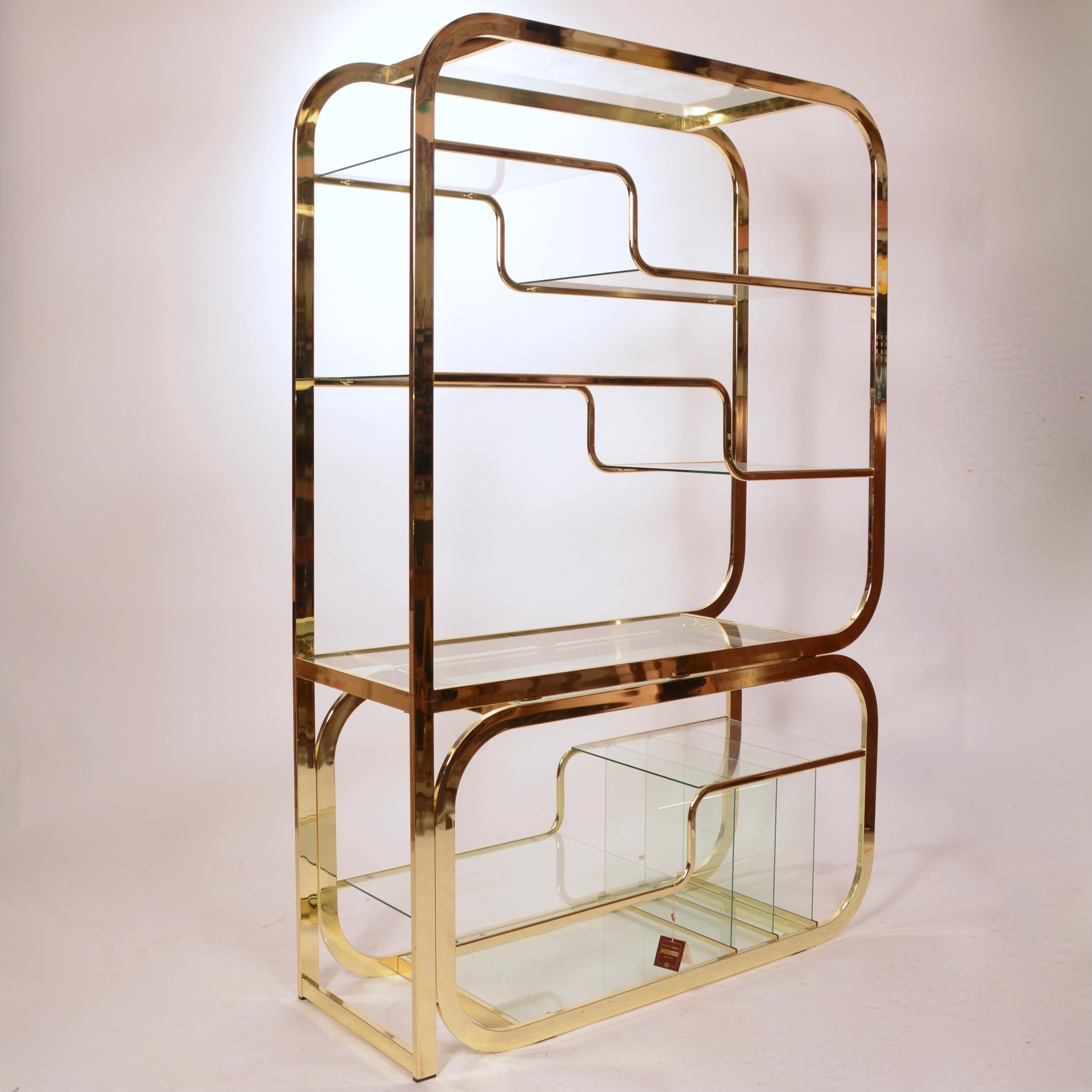 20th Century Brass and Glass Etagere by Morex of Italy