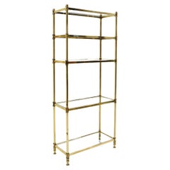 Retro Brass and Glass Etagere / Display Shelves