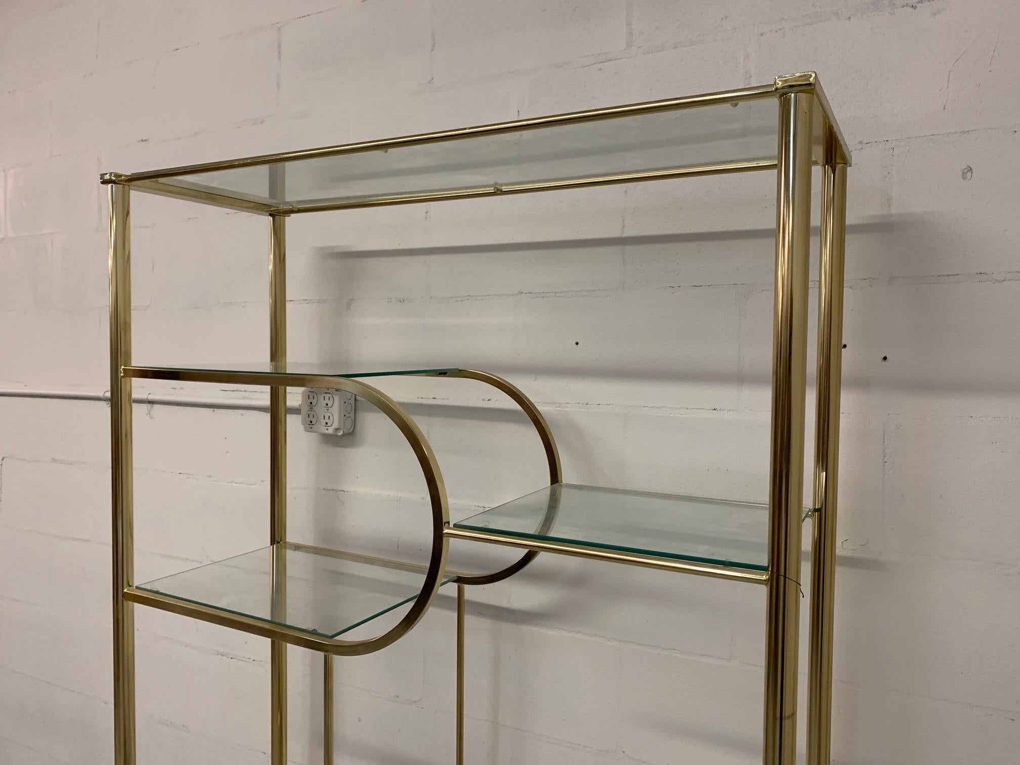 Brass and Glass Étagère in the Style of Milo Baughman In Good Condition In Jacksonville, FL