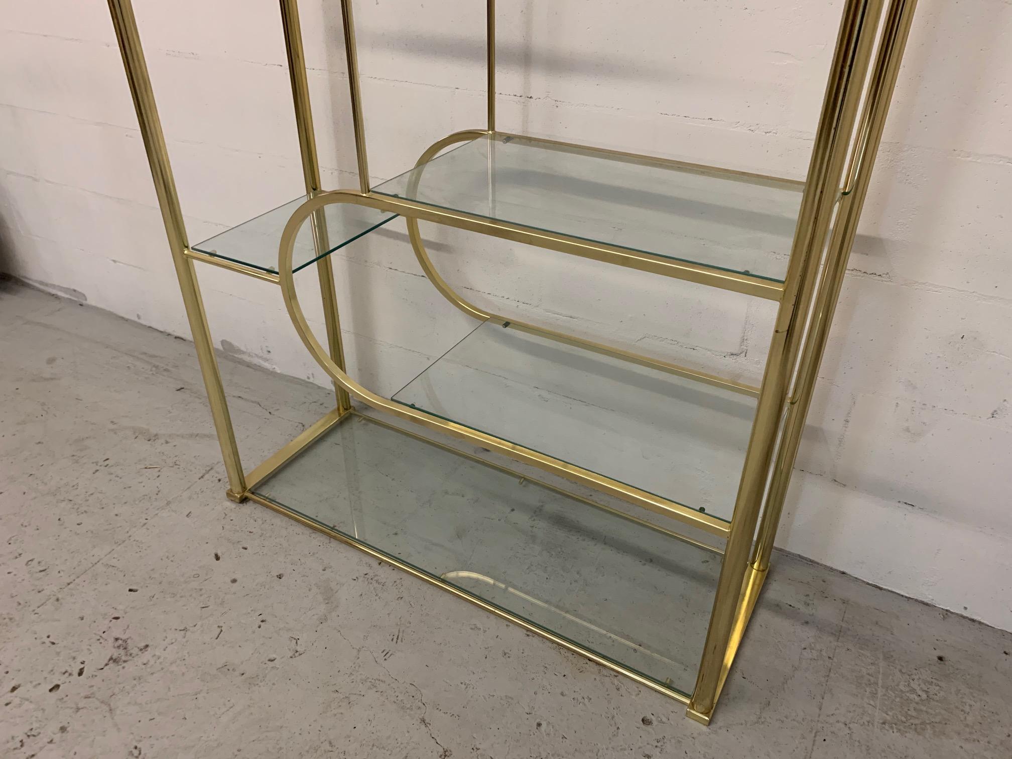 Late 20th Century Brass and Glass Étagère in the Style of Milo Baughman