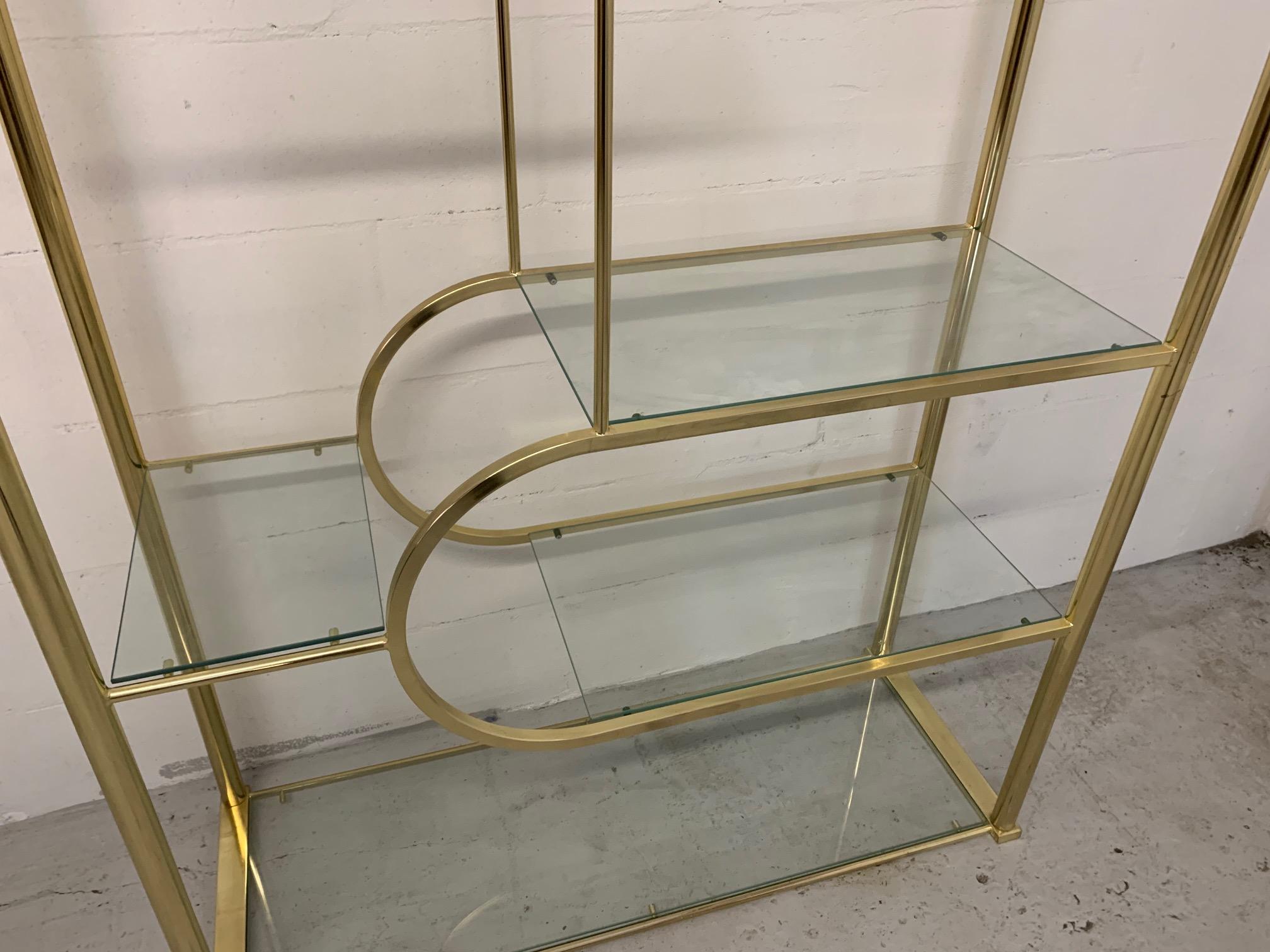 Brass and Glass Étagère in the Style of Milo Baughman 1