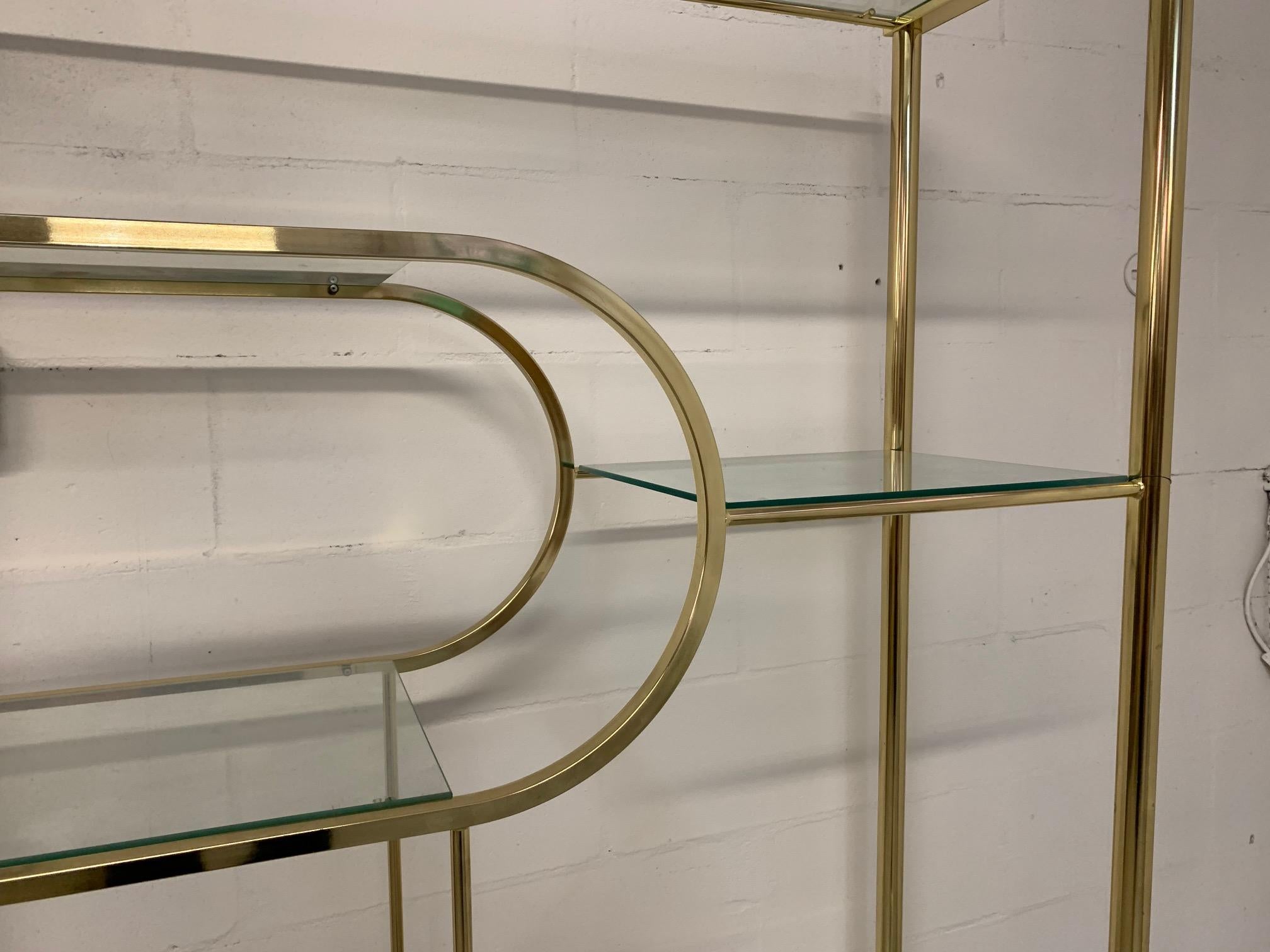 Brass and Glass Étagère in the Style of Milo Baughman 2