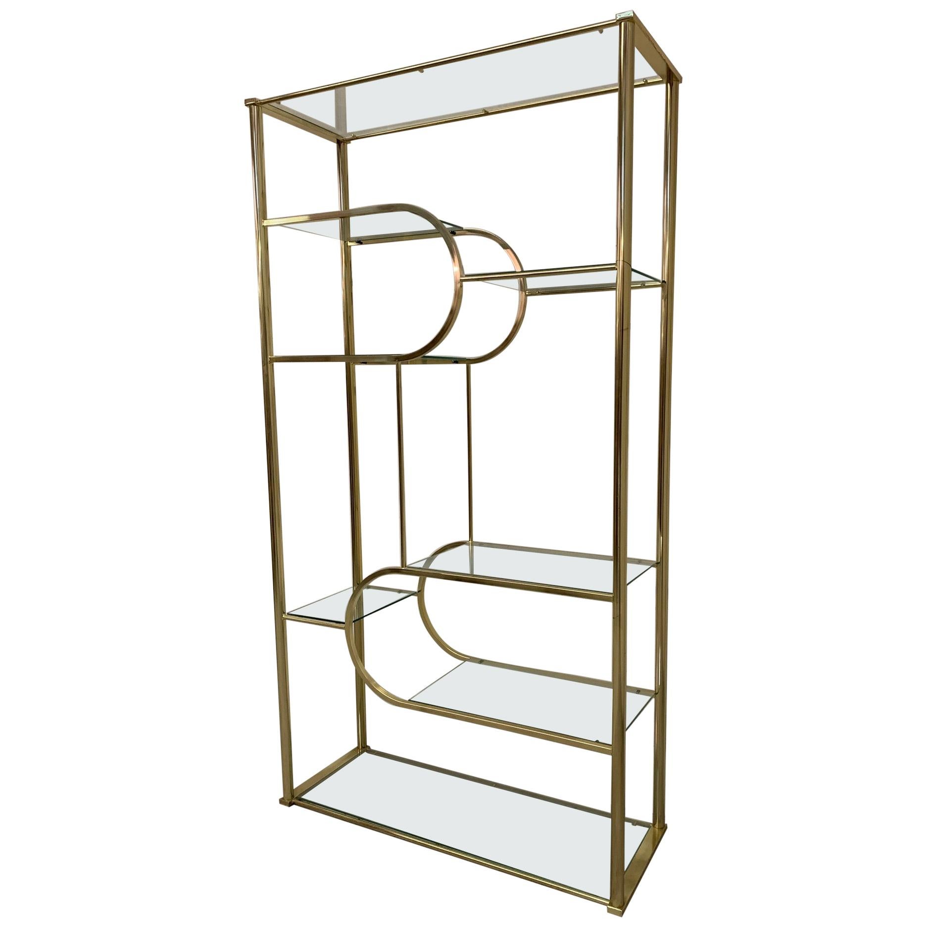 Brass and Glass Étagère in the Style of Milo Baughman