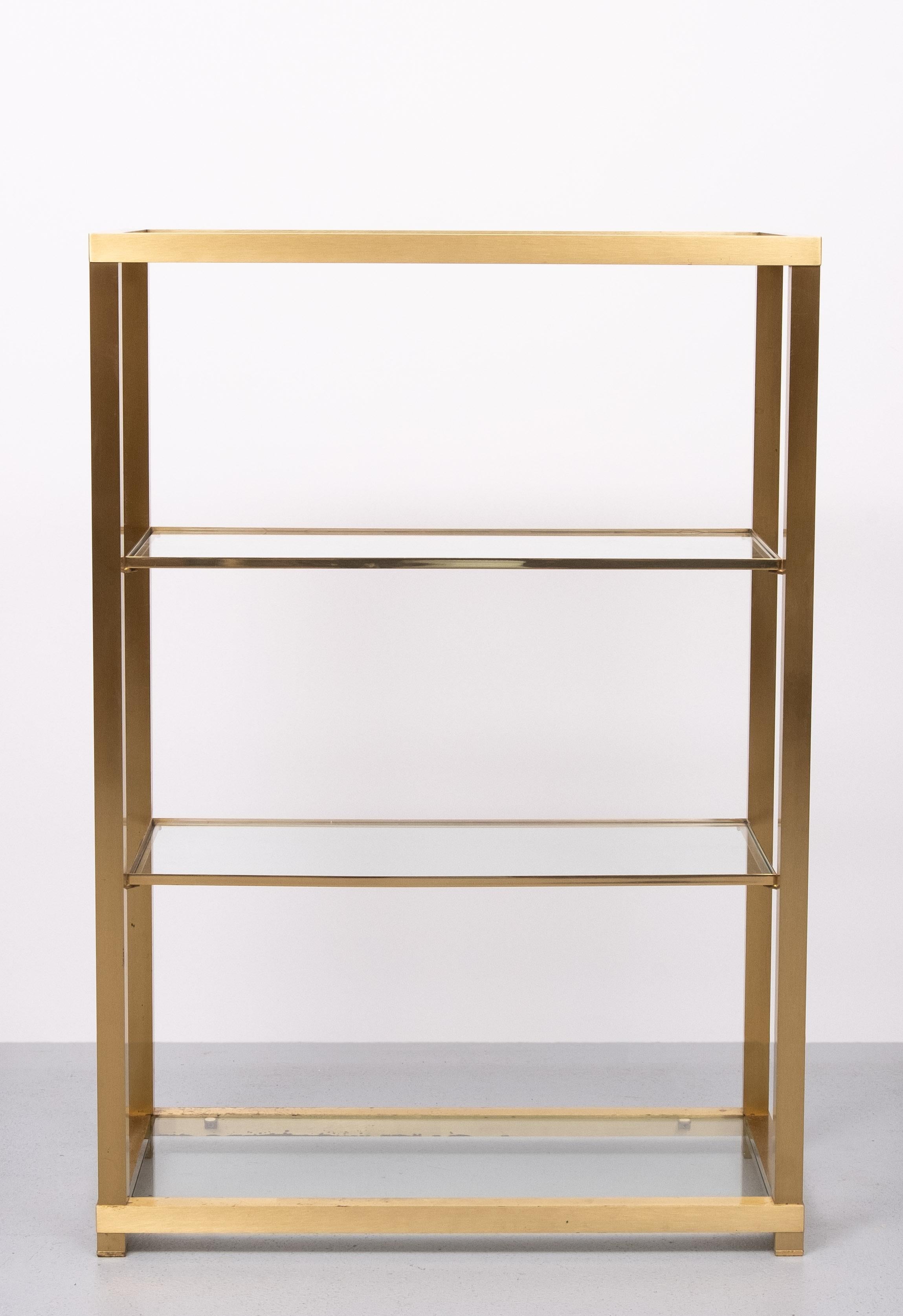 Hollywood Regency Brass and Glass Etagere or bookcase . Italy  1970s  For Sale