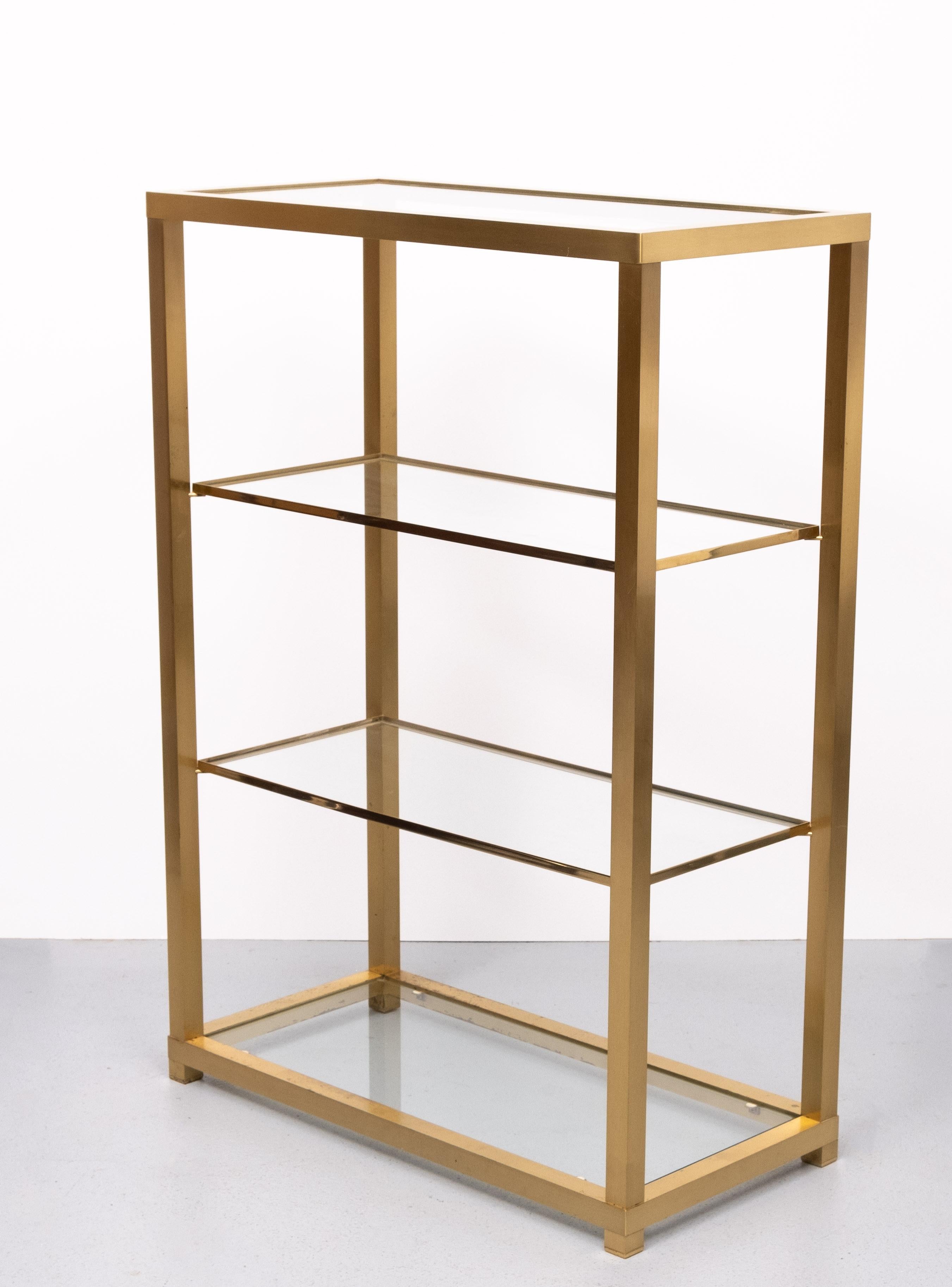 Brass and Glass Etagere or bookcase . Italy  1970s  For Sale 1