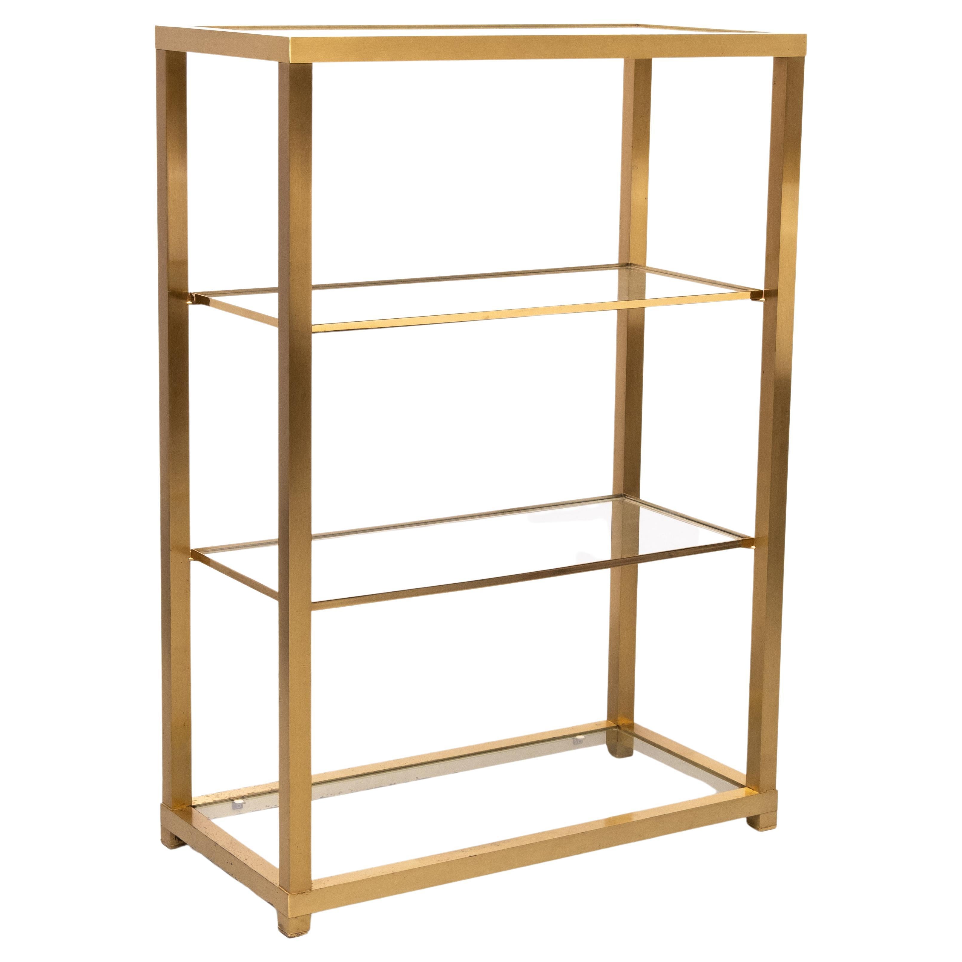 Brass and Glass Etagere or bookcase . Italy  1970s  For Sale