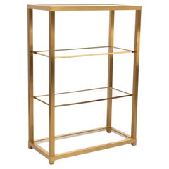 Vintage Brass and Glass Etagere or bookcase . Italy  1970s 