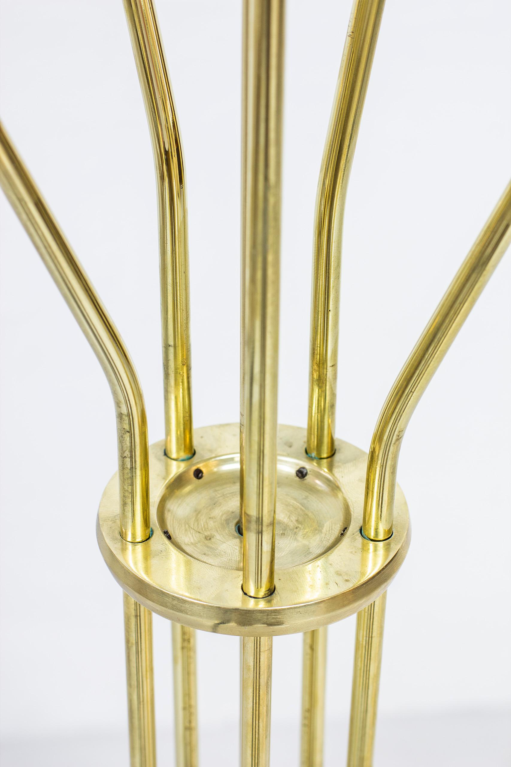 Swedish Brass and Glass Floor Lamp 