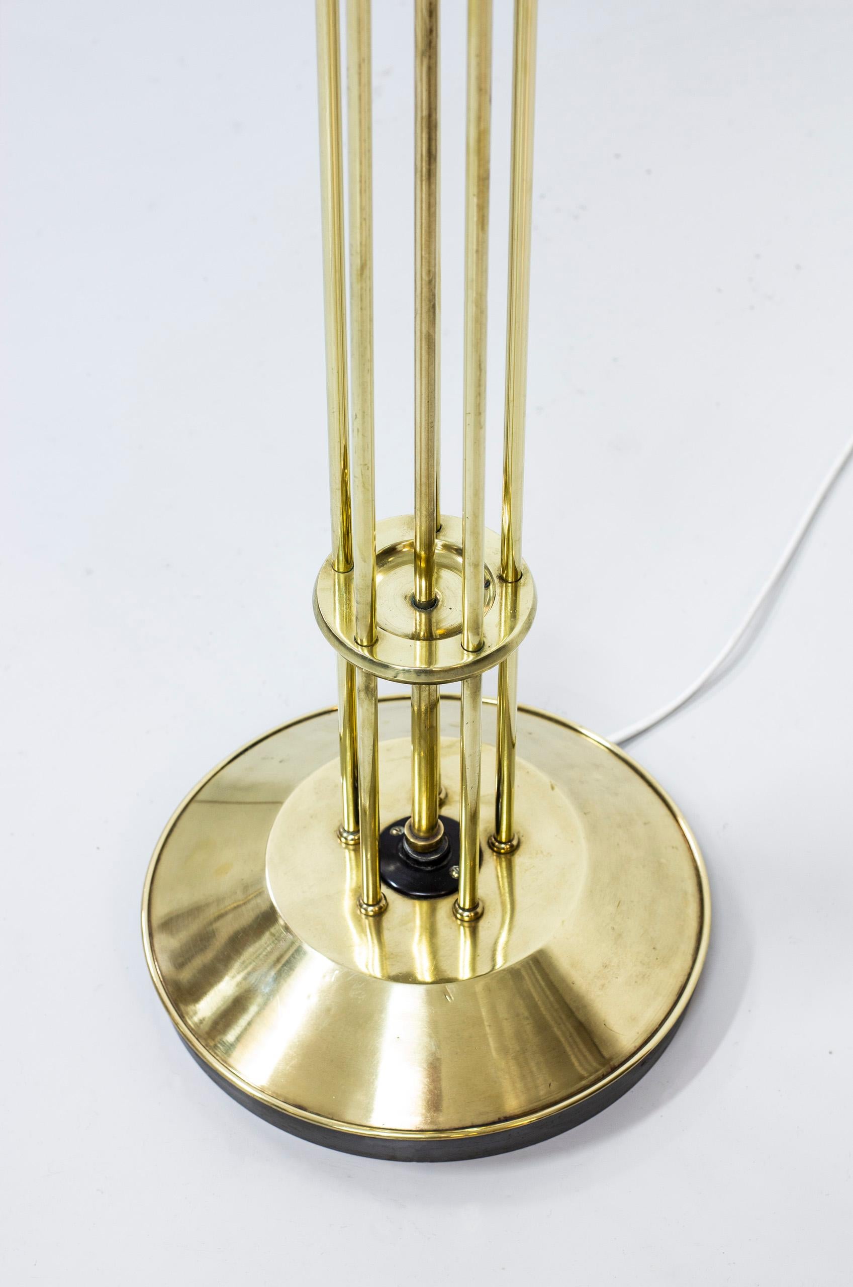 Mid-20th Century Brass and Glass Floor Lamp 