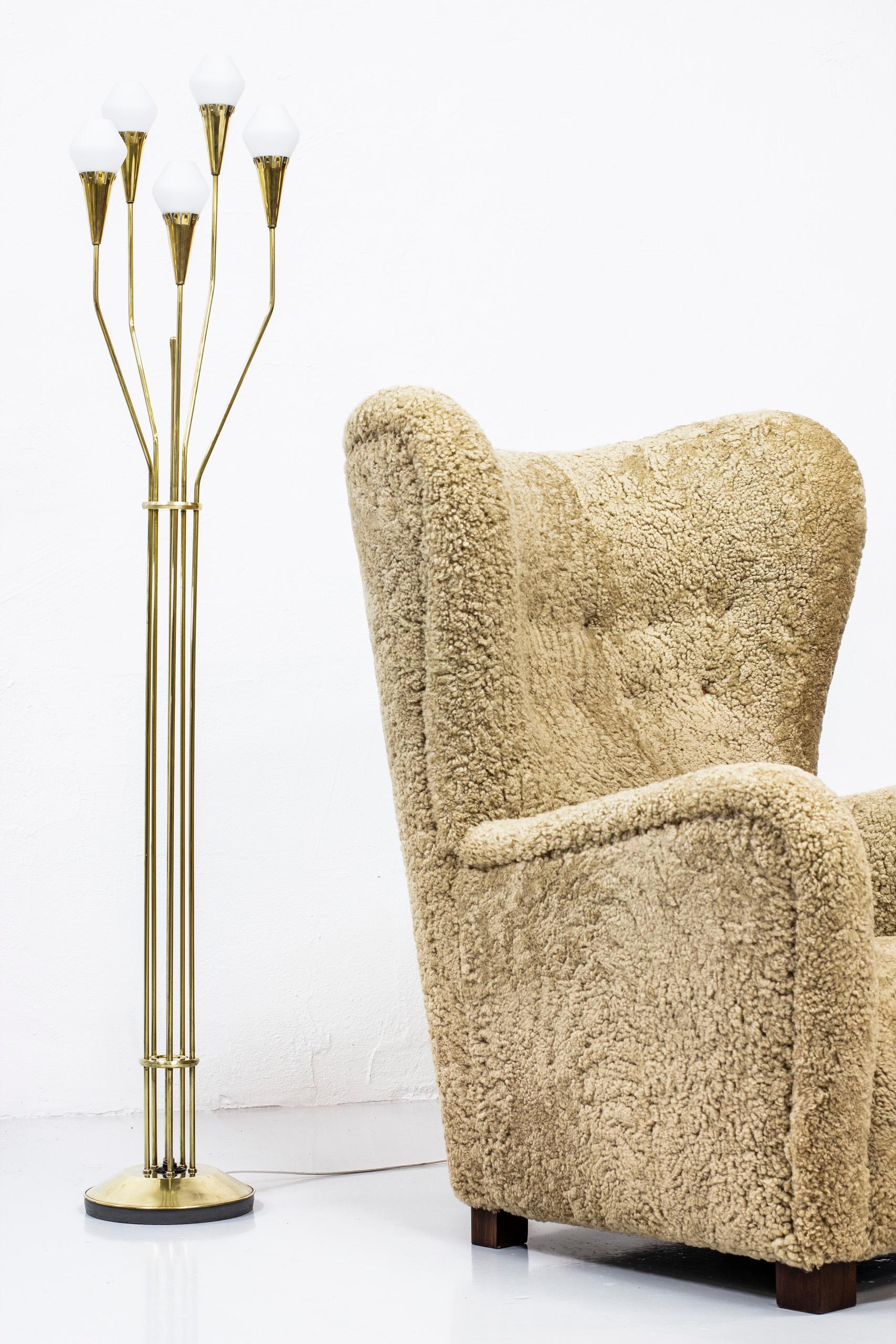 Brass and Glass Floor Lamp 