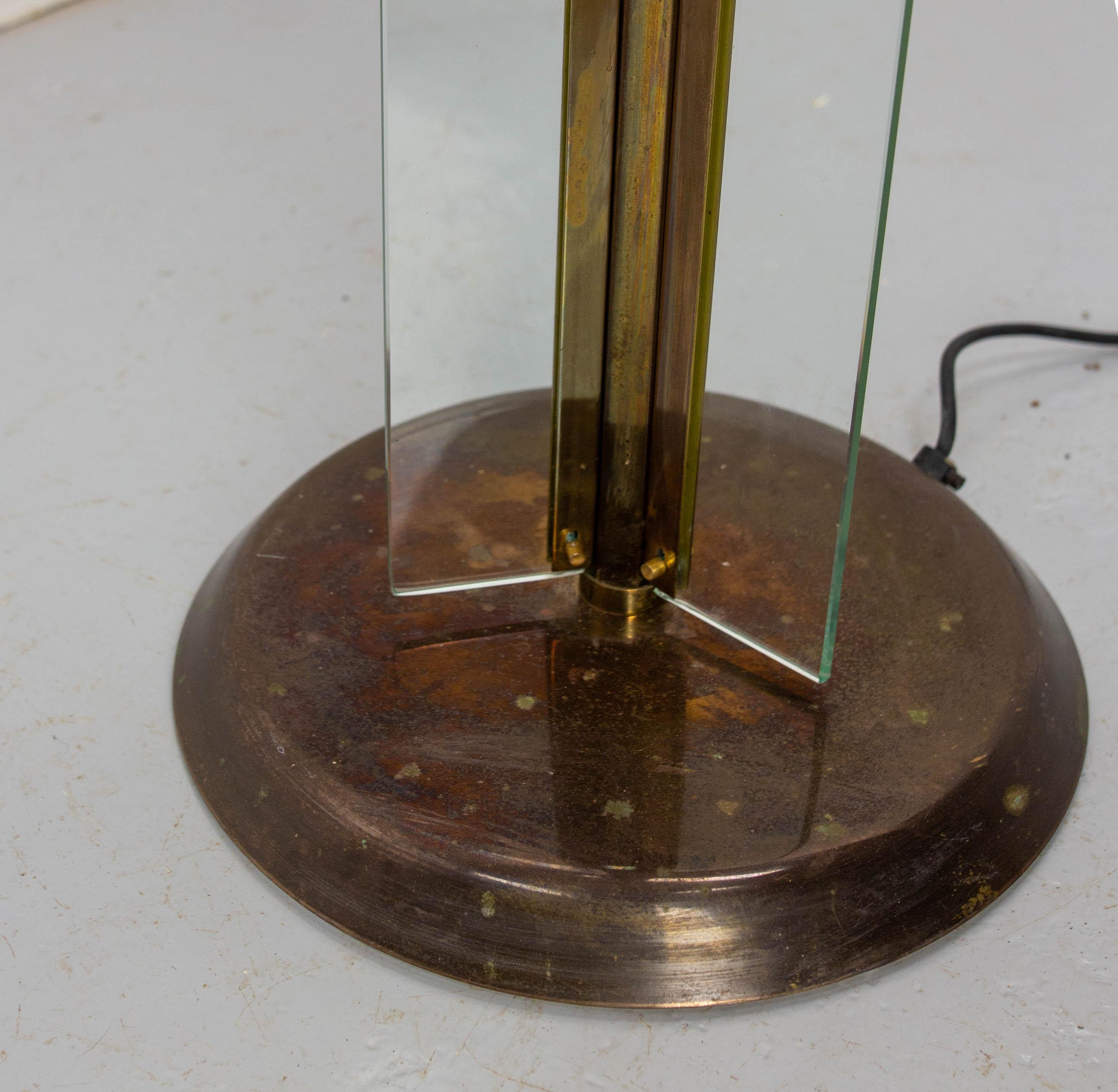 Brass and Glass Floor Lamp Lantern Vintage Chandelier, French, circa 1980 For Sale 3
