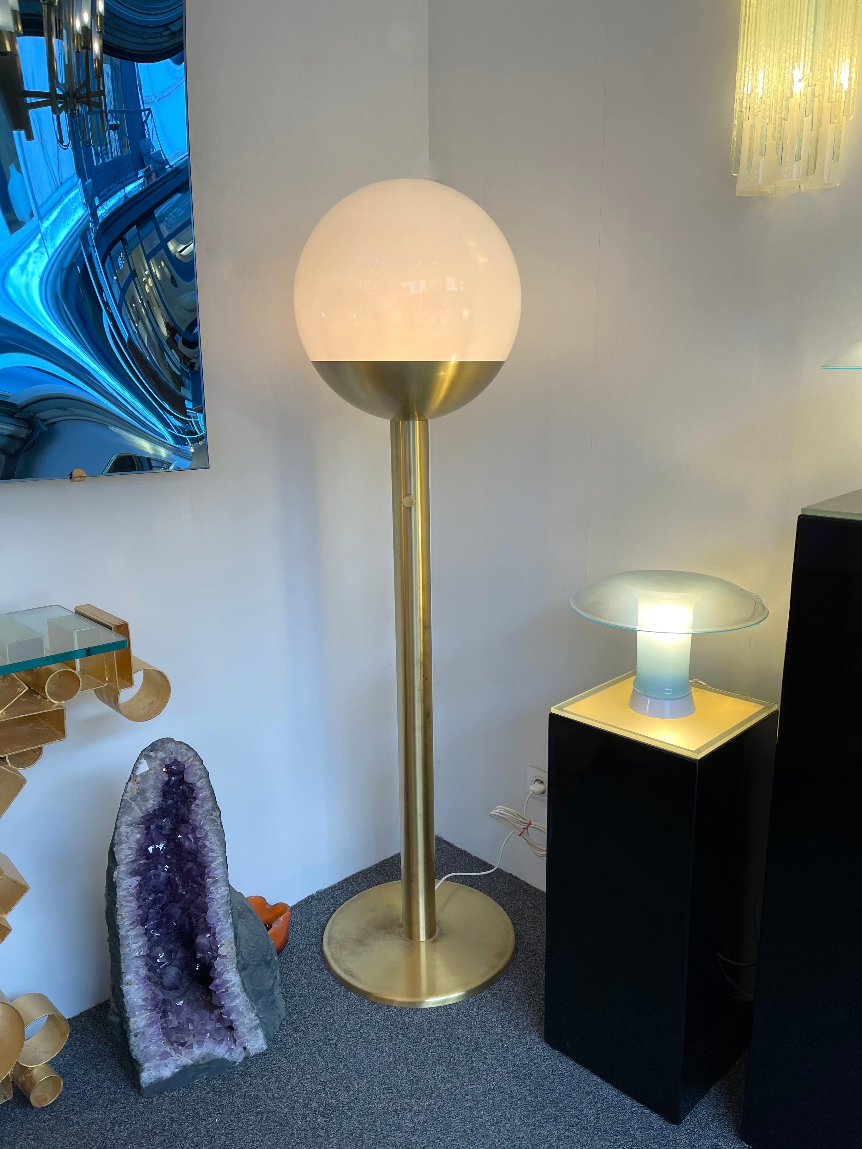 Brass and Glass Floor Lamp P428 by Pia Guidetti Crippa for Luci, Italy, 1970s 5