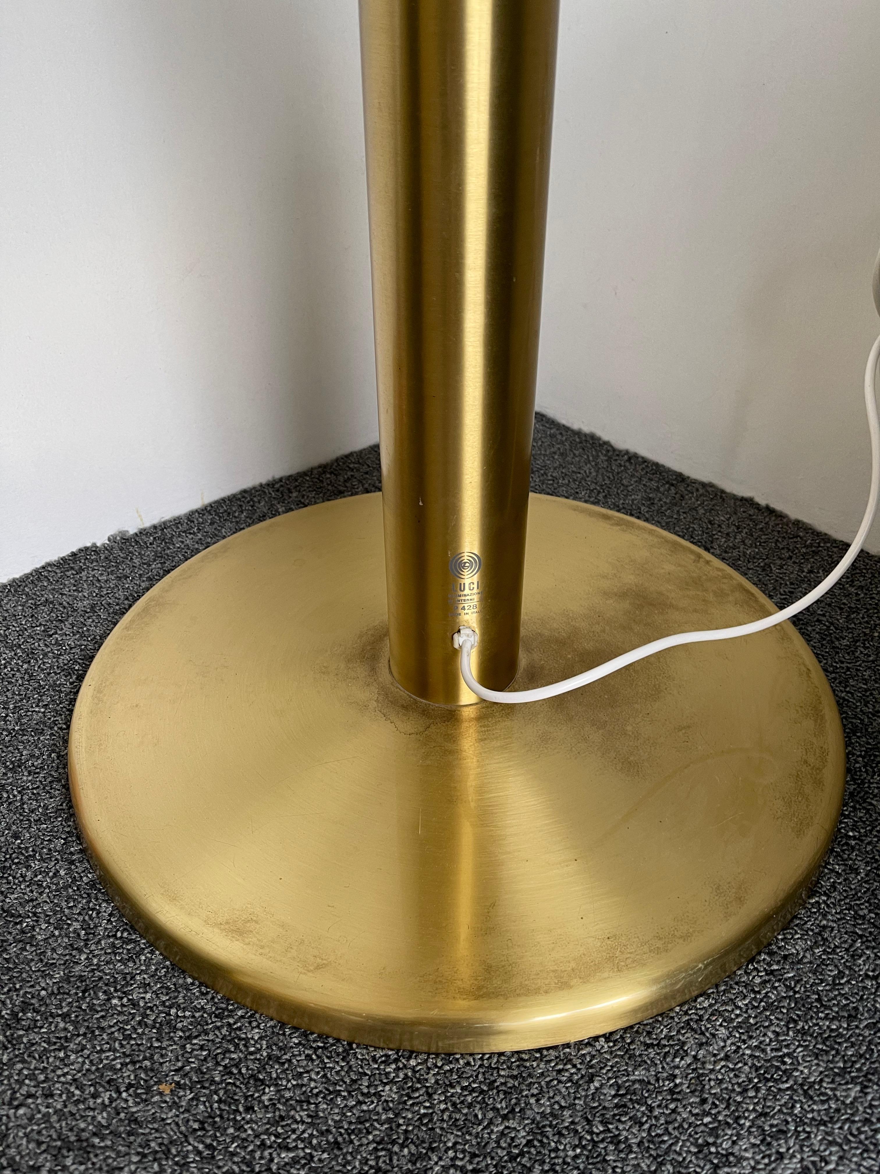 Brass and Glass Floor Lamp P428 by Pia Guidetti Crippa for Luci, Italy, 1970s 6