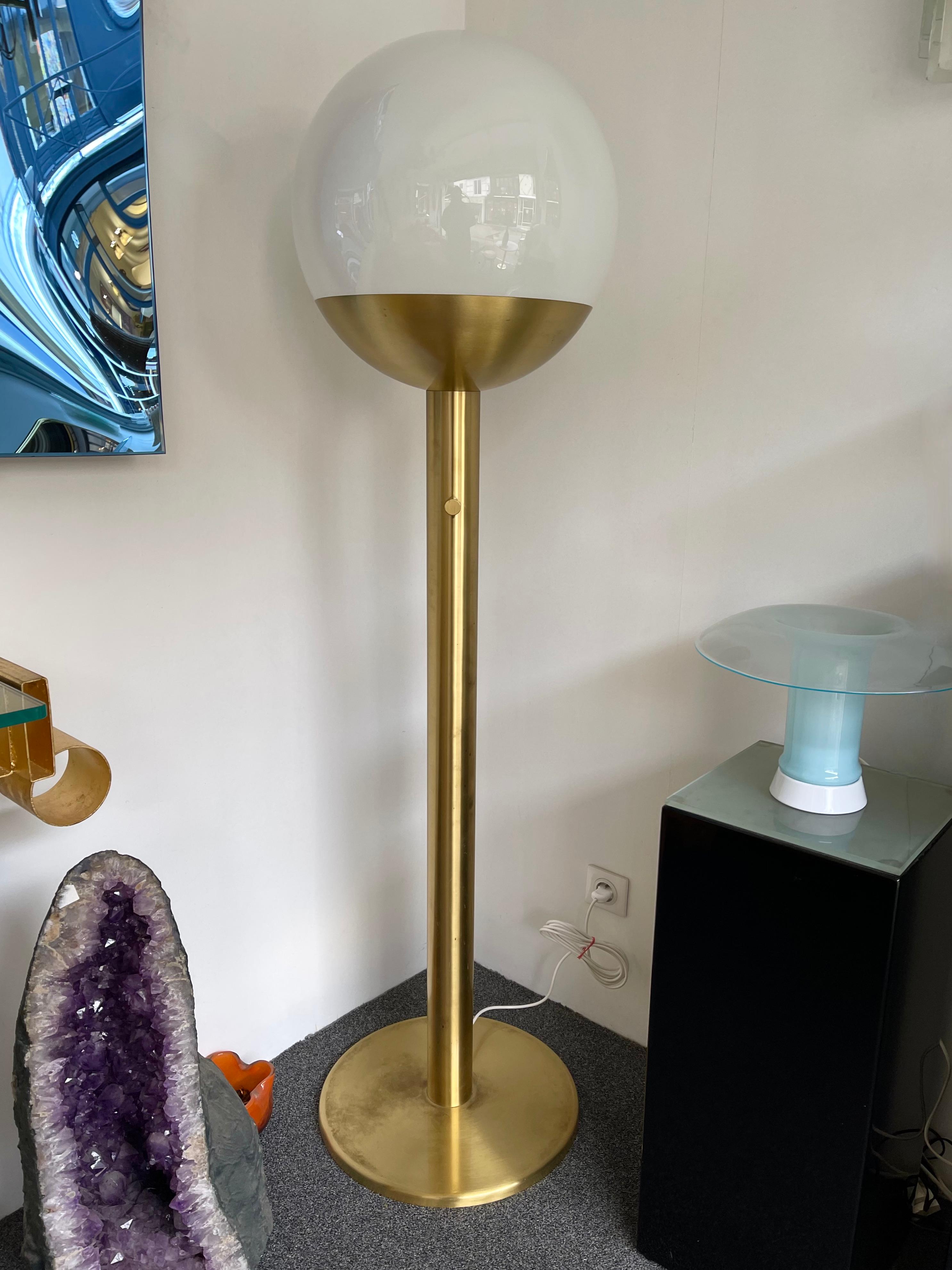 Brass and Glass Floor Lamp P428 by Pia Guidetti Crippa for Luci, Italy, 1970s 7