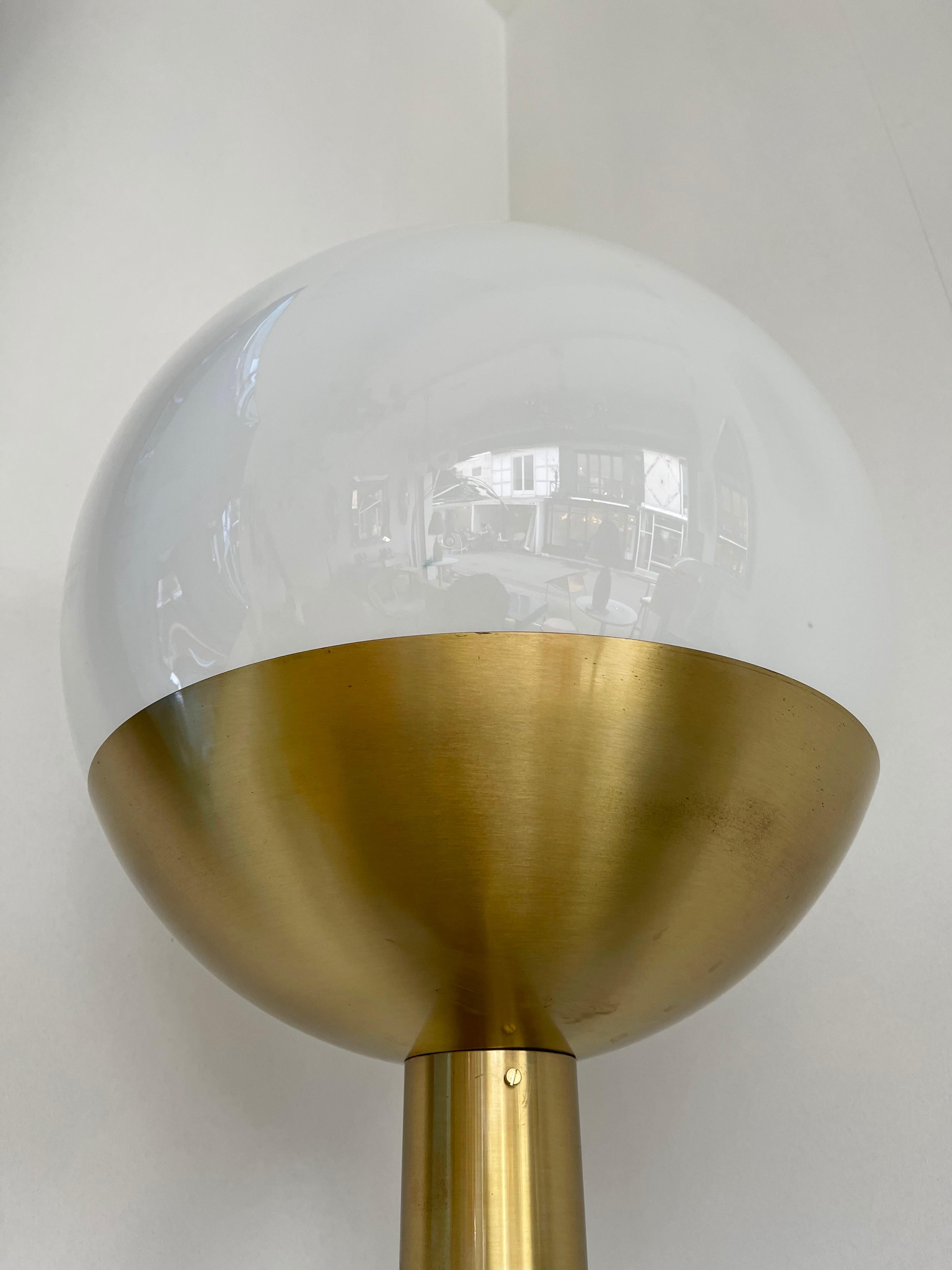 Space Age Brass and Glass Floor Lamp P428 by Pia Guidetti Crippa for Luci, Italy, 1970s