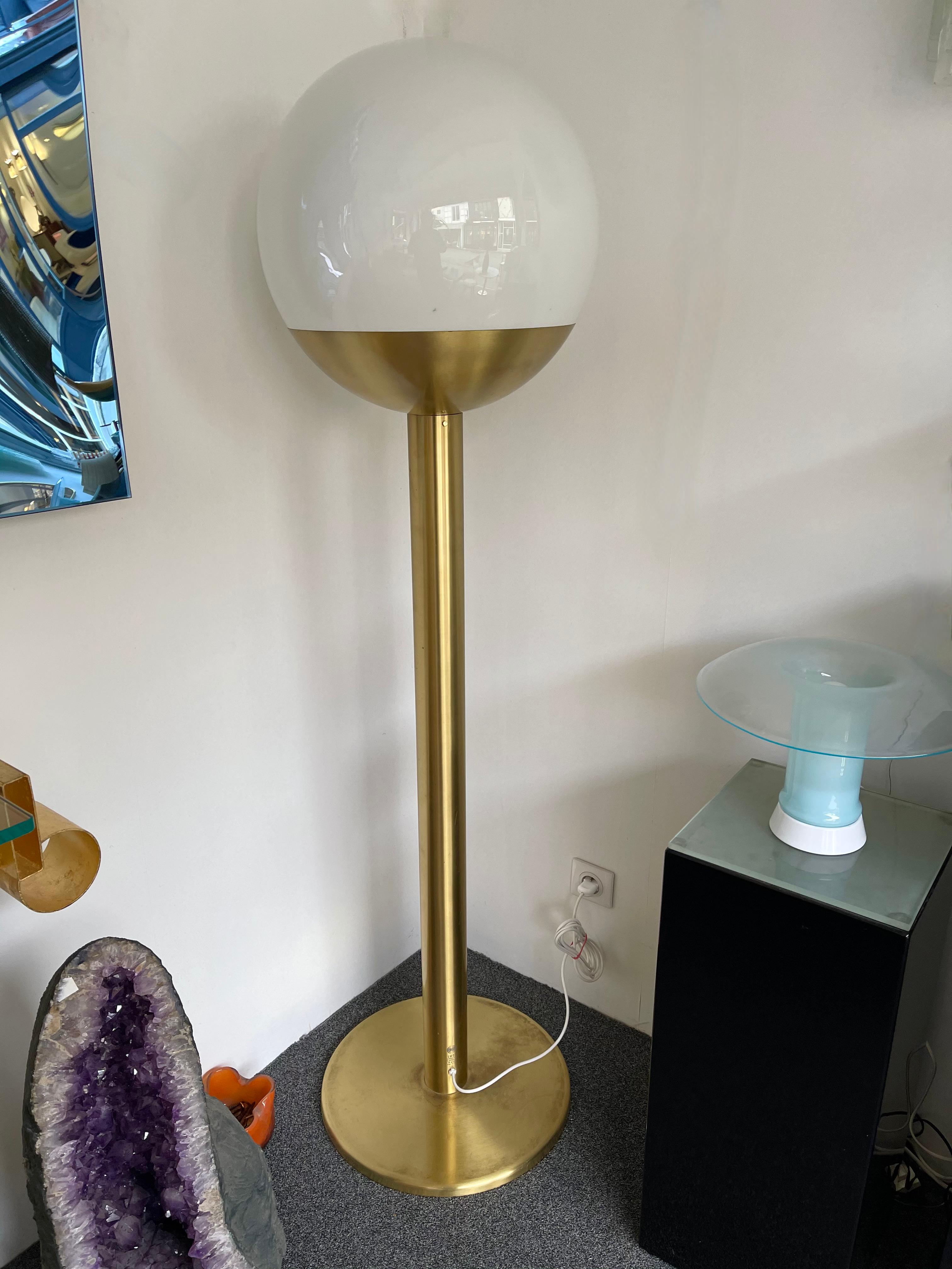 Italian Brass and Glass Floor Lamp P428 by Pia Guidetti Crippa for Luci, Italy, 1970s