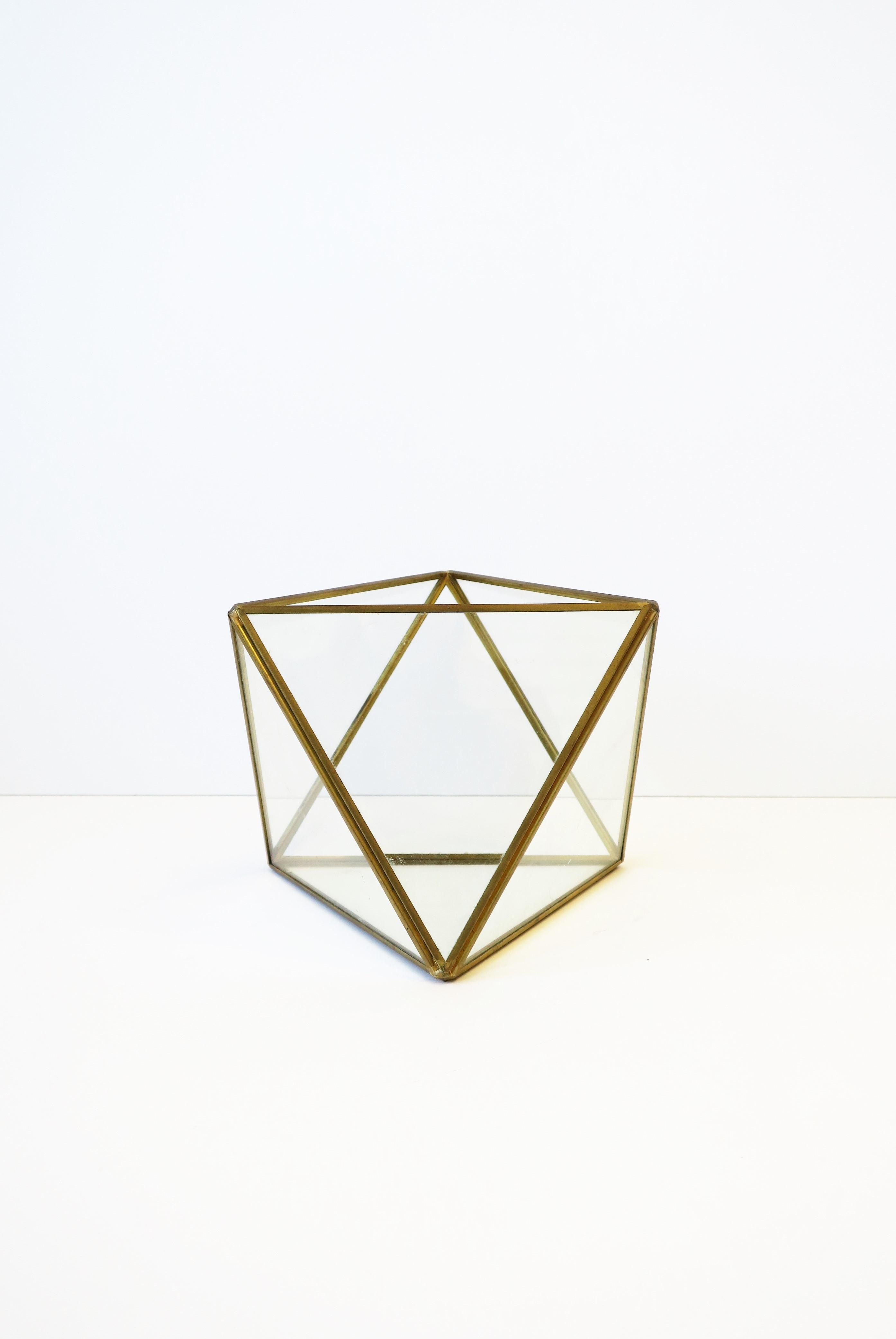 Brass and Glass Geometric Vessel In Good Condition In New York, NY