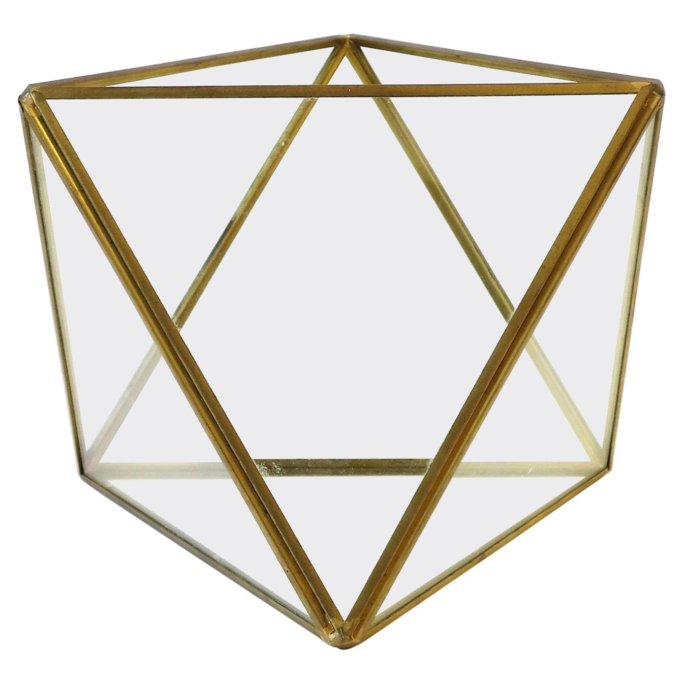 Brass and Glass Geometric Vessel