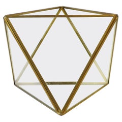 Brass and Glass Geometric Vessel