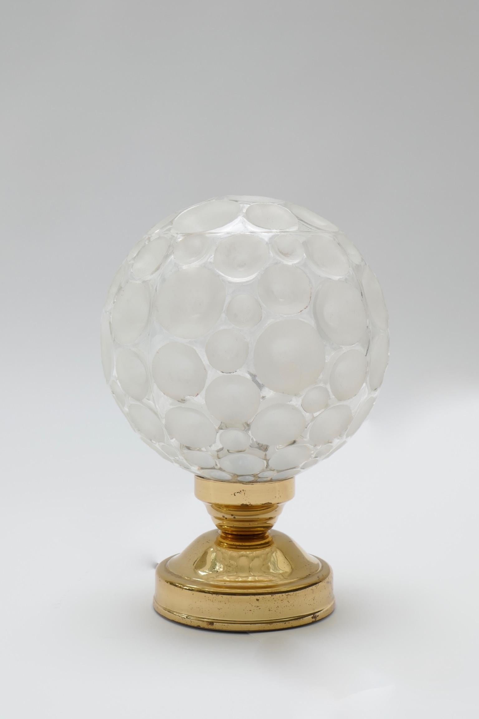 Brass and Glass Globe Table Lamp, Germany, 1970s In Good Condition In London, GB