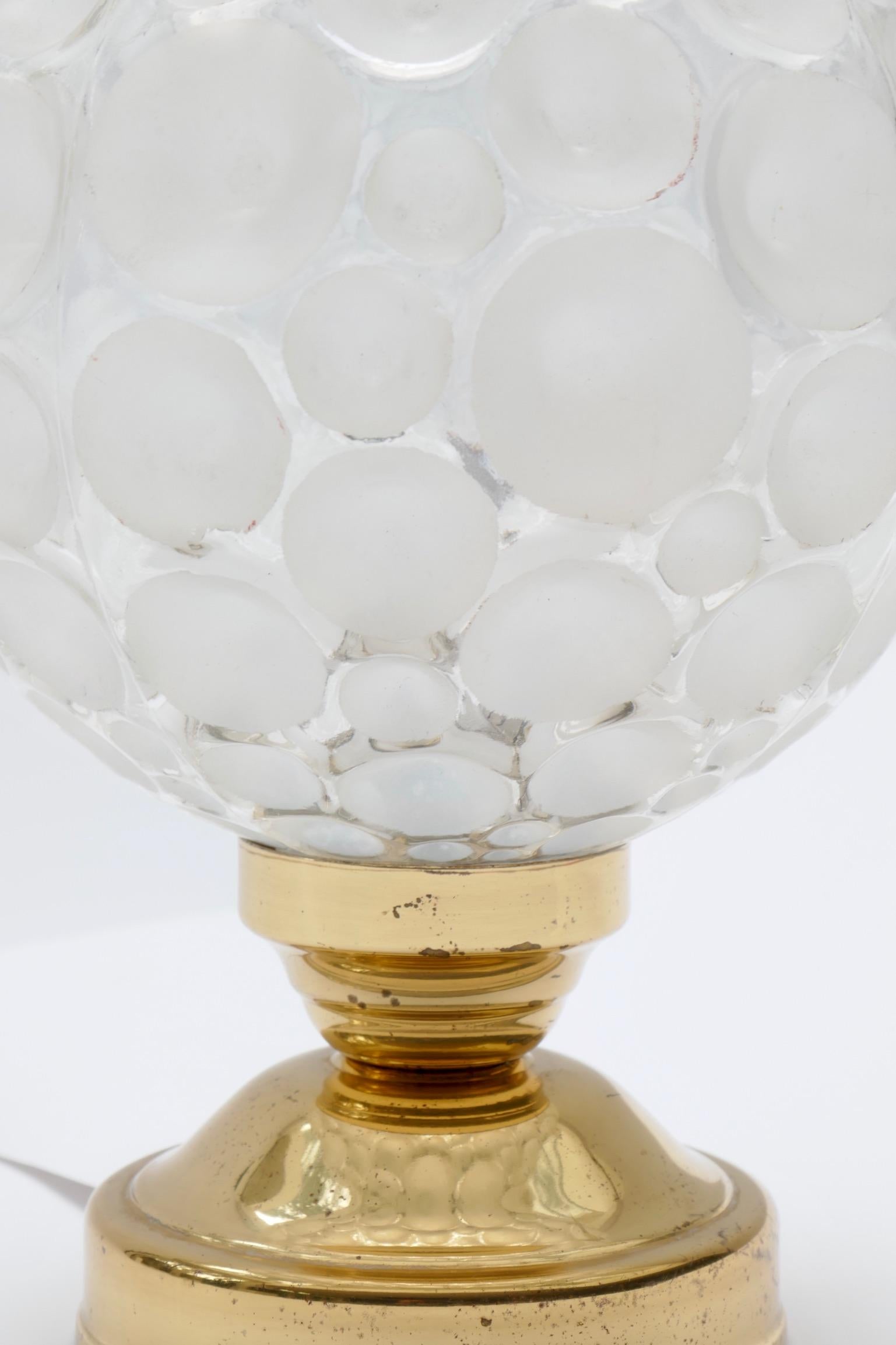 Late 20th Century Brass and Glass Globe Table Lamp, Germany, 1970s