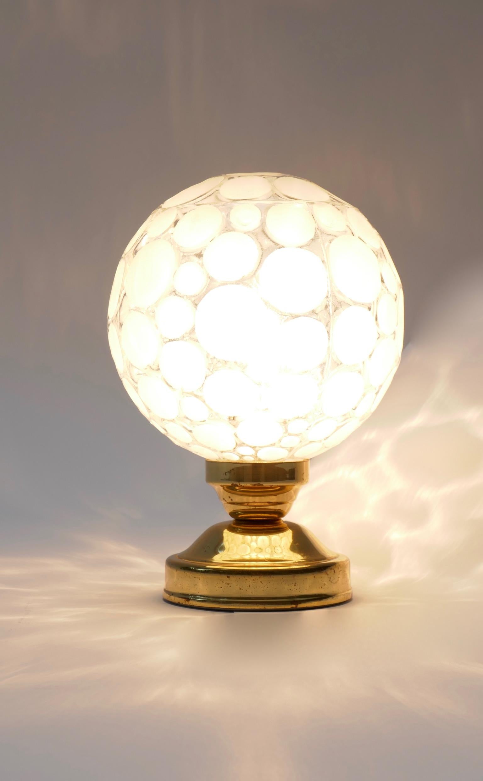 Brass and Glass Globe Table Lamp, Germany, 1970s 1