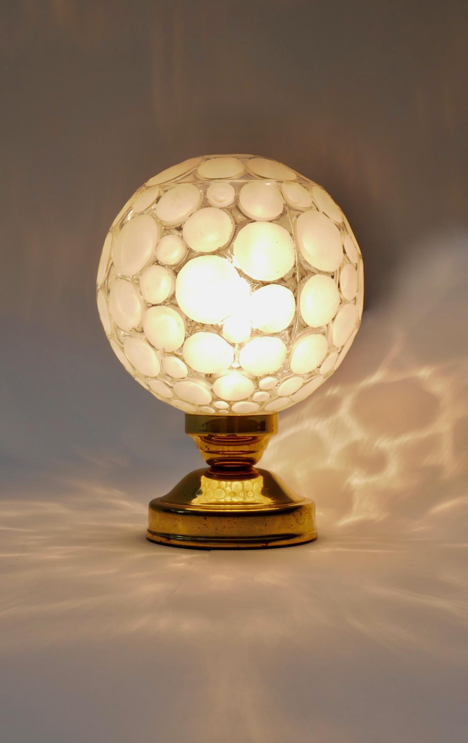 Brass and Glass Globe Table Lamp, Germany, 1970s 2