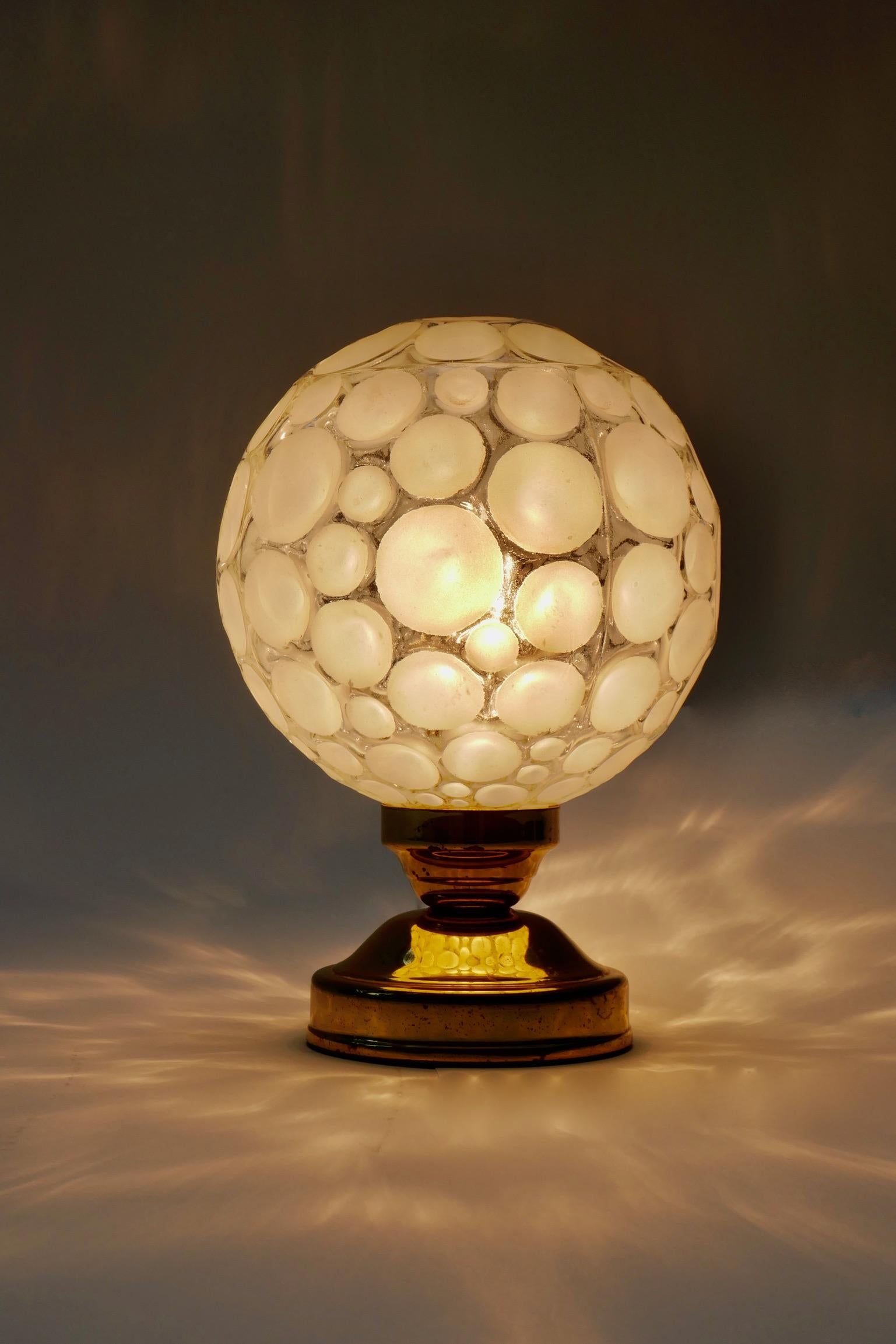 Brass and Glass Globe Table Lamp, Germany, 1970s 3
