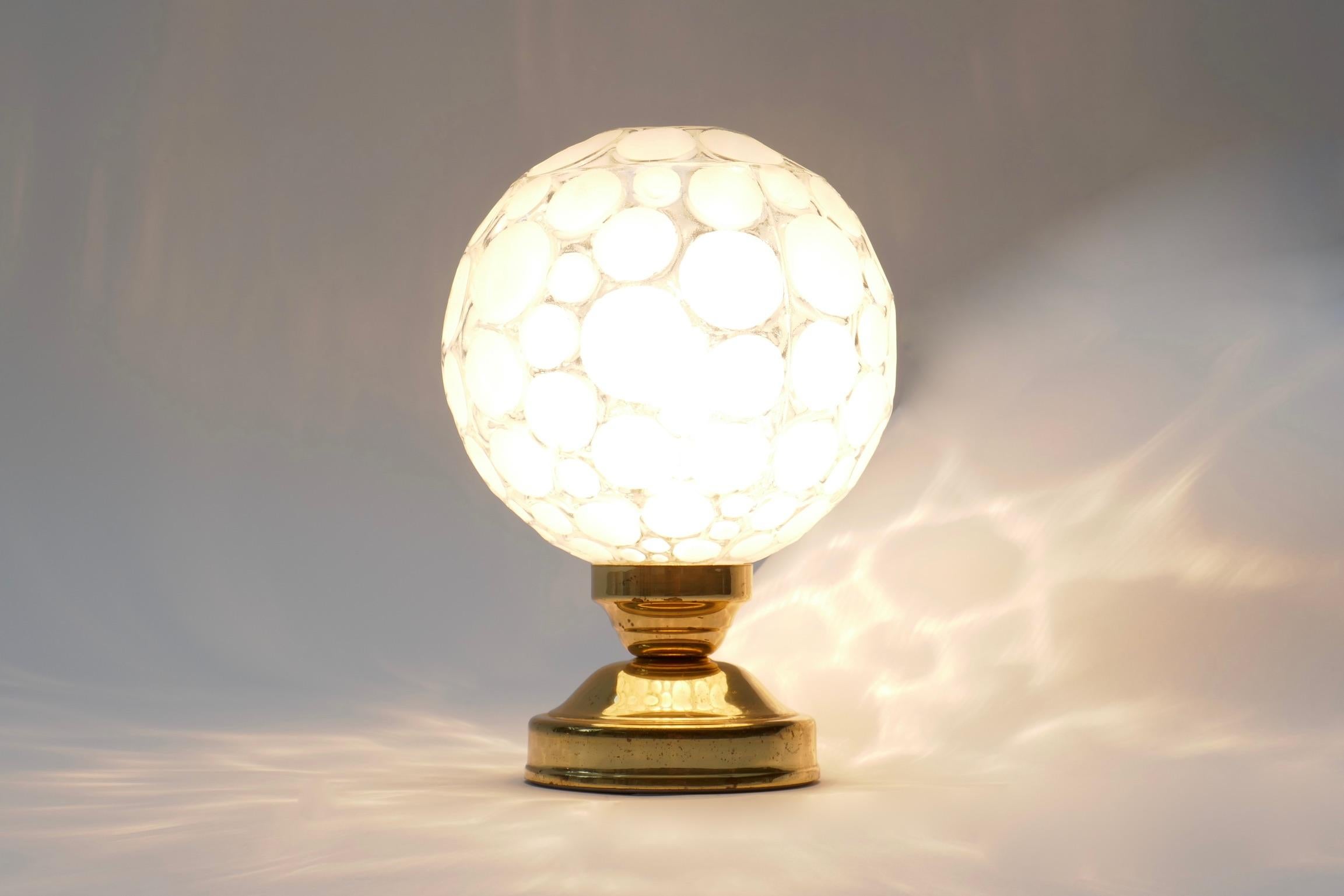 Brass and Glass Globe Table Lamp, Germany, 1970s 4