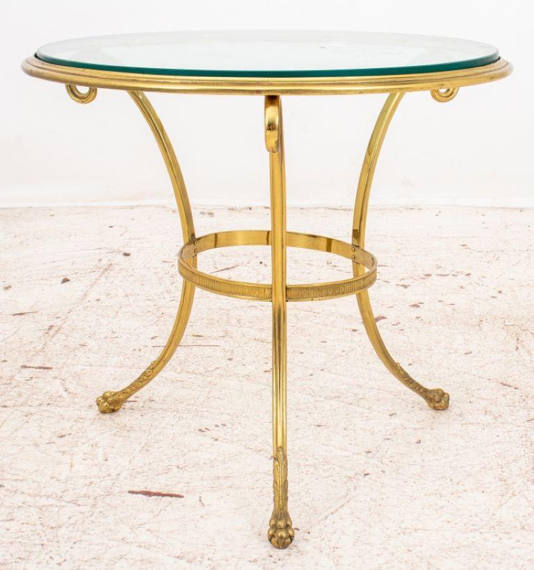 Brass and Glass Gueridon Side Table For Sale 2