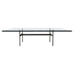 Table basse à base en H en laiton et verre de Gerald McCabe, vers 1960