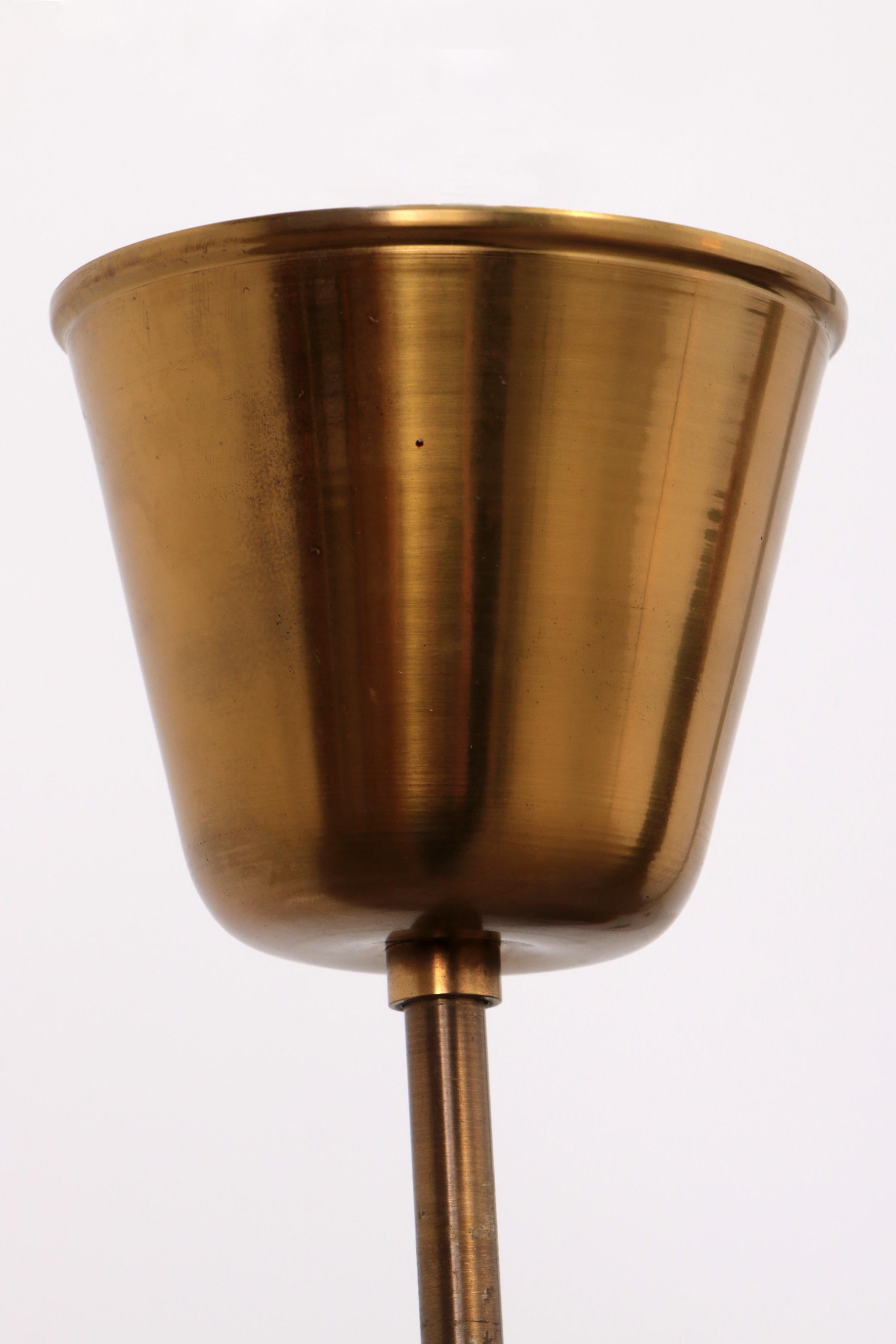 Brass and glass hanging lamp by Carl Fagerlund for Orrefors, Sweden For Sale 7