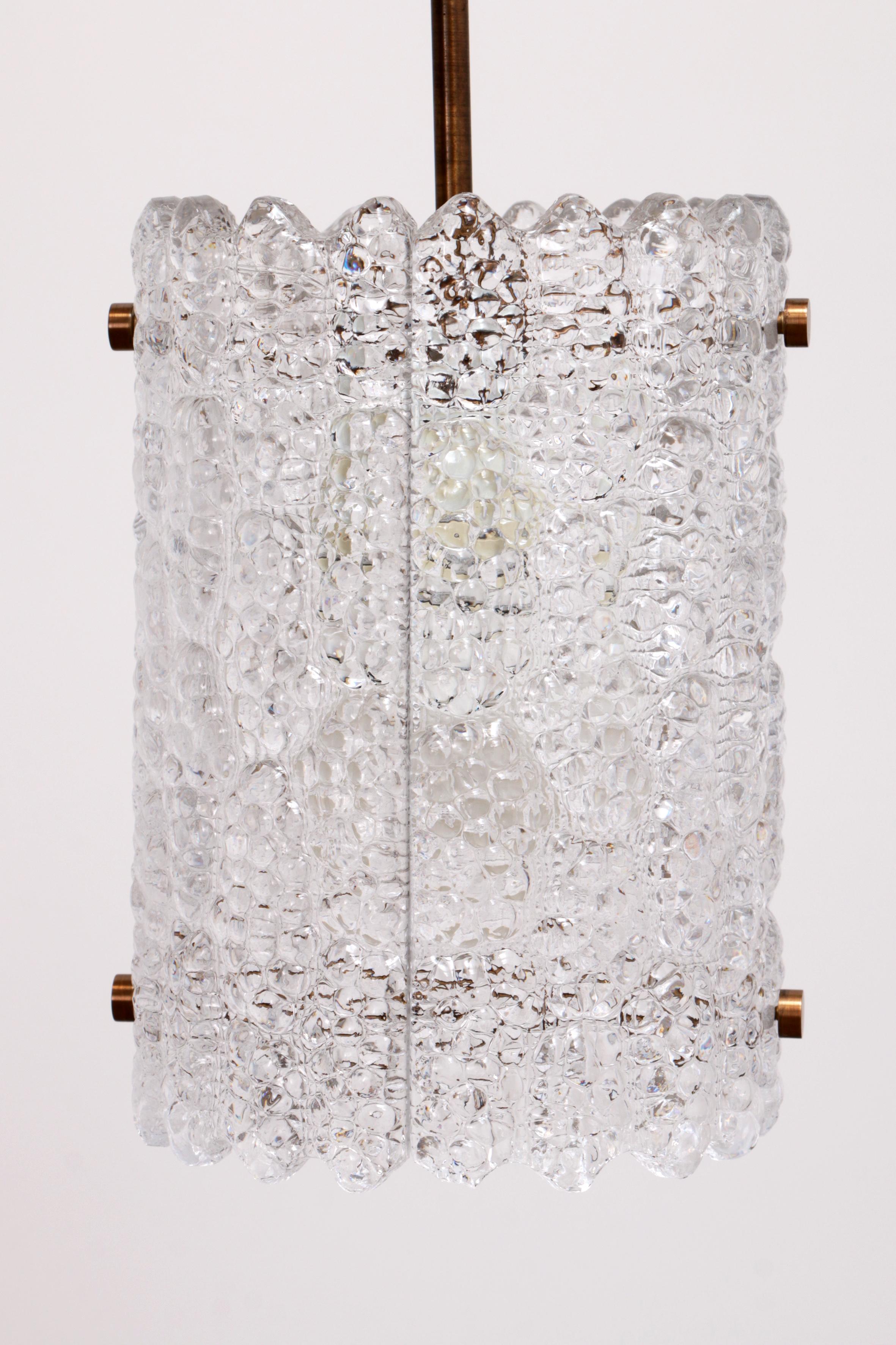 Mid-20th Century Brass and glass hanging lamp by Carl Fagerlund for Orrefors, Sweden For Sale